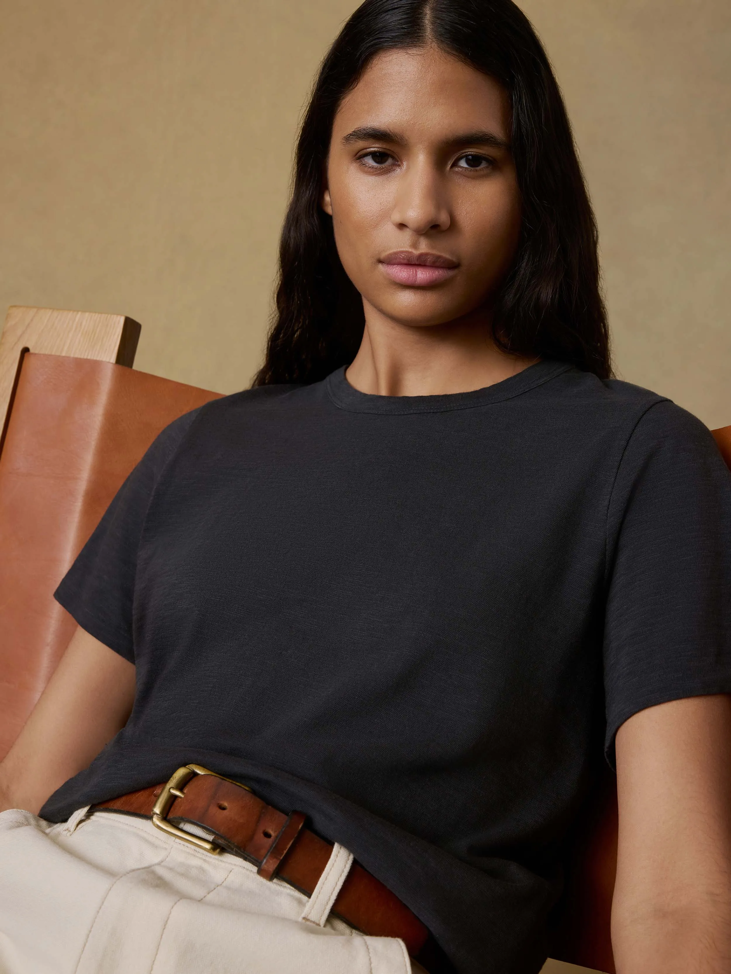 Sunwashed Essential Tee - Washed Black sold by Faherty product image thumbnail 4