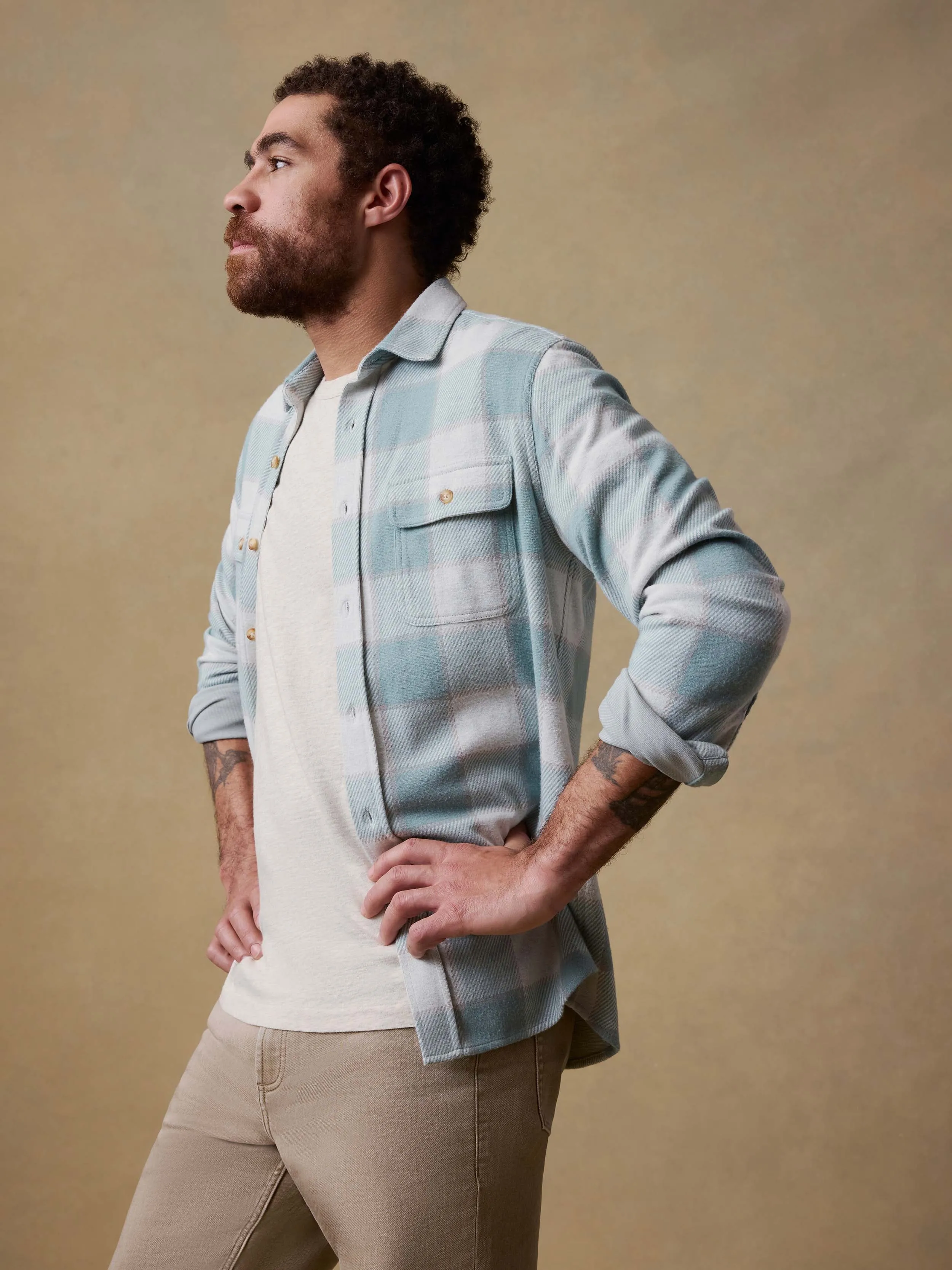 Legend™ Sweater Shirt - Island Sage Plaid sold by Faherty product image thumbnail 2