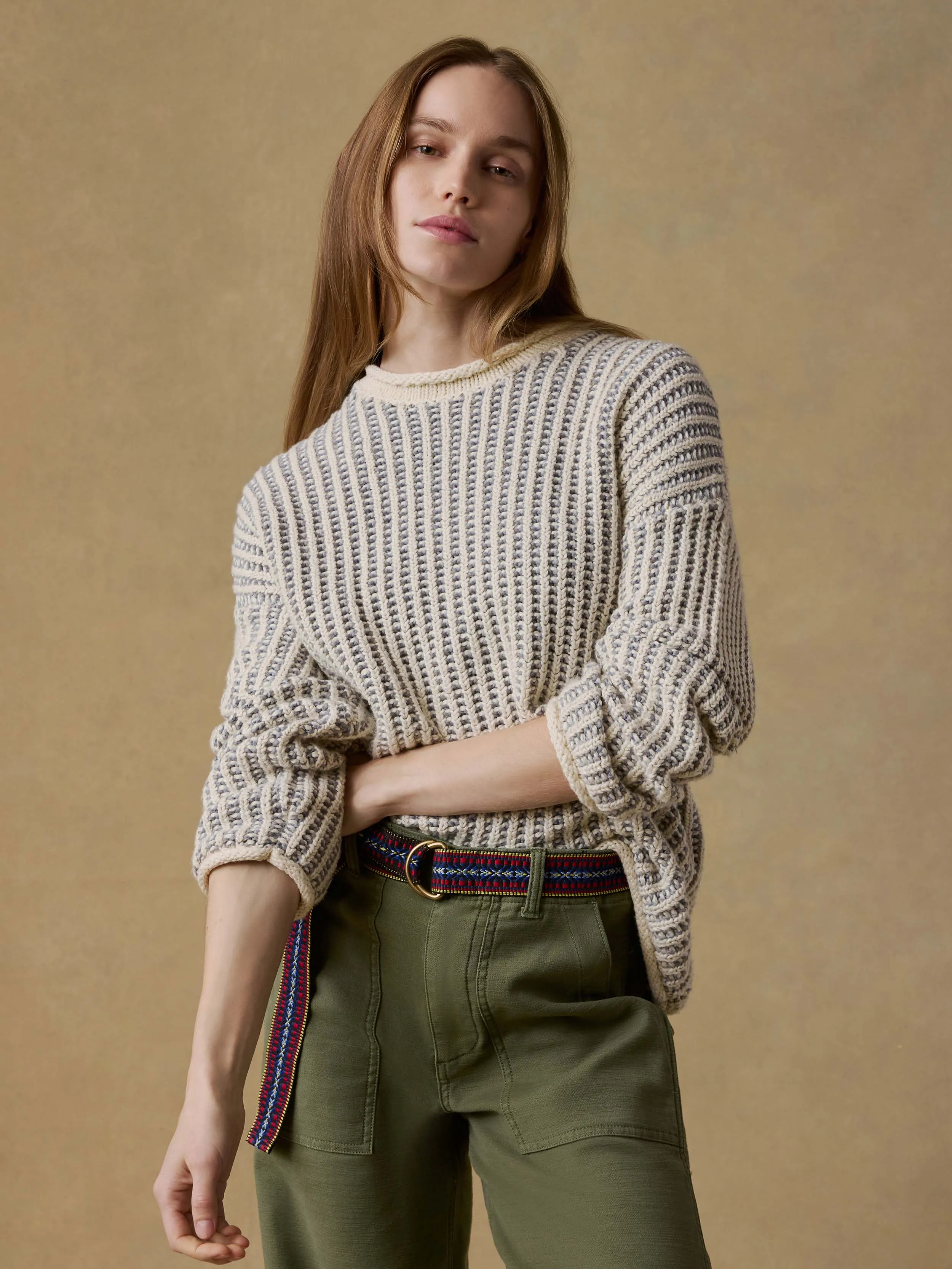 Heirloom Cotton Rollneck Sweater - Cream sold by Faherty product image thumbnail 4