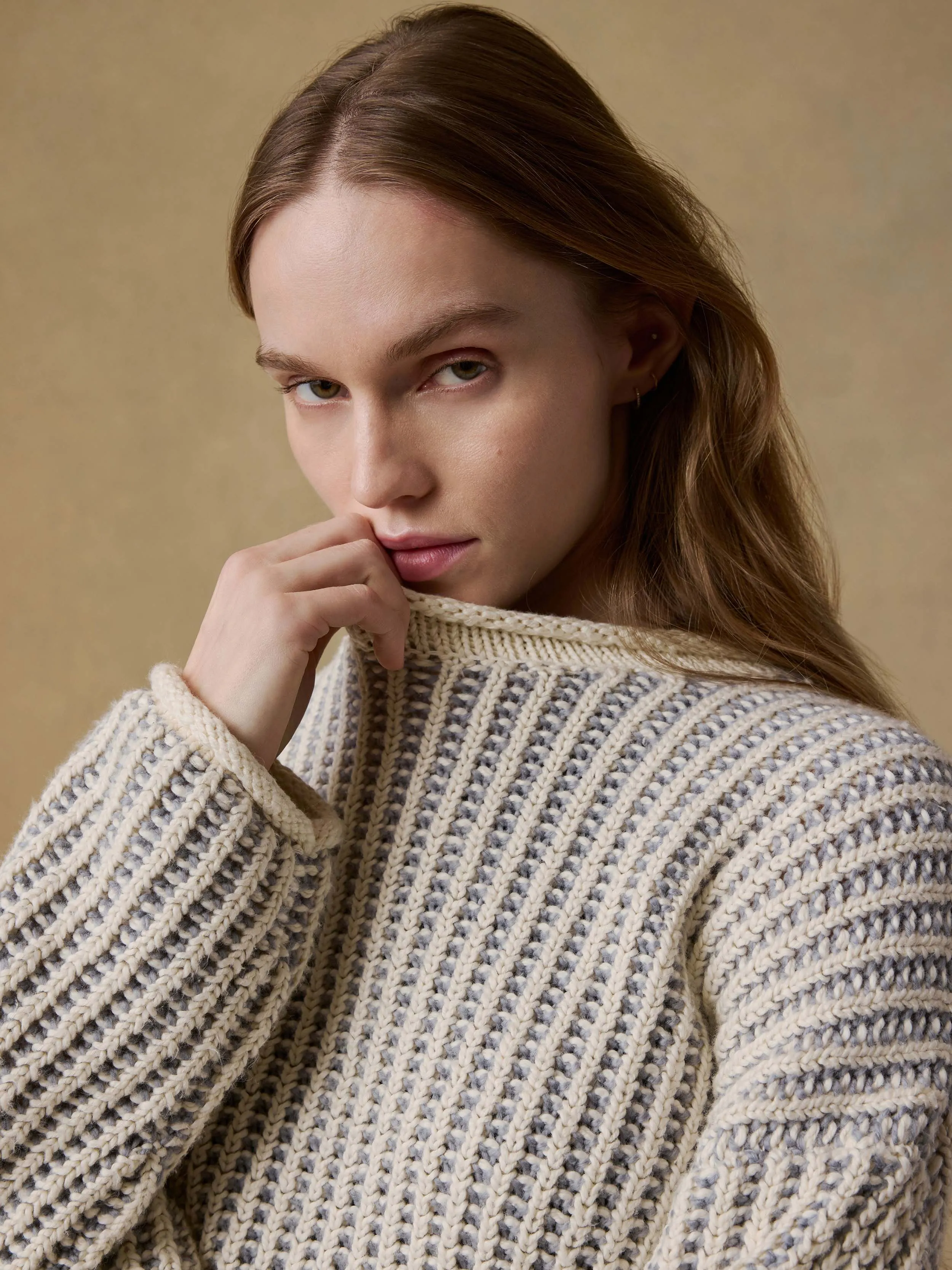 Heirloom Cotton Rollneck Sweater - Cream sold by Faherty product image thumbnail 2