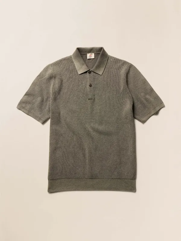 Short-Sleeve Sunwashed Sweater Polo - Pine Ridge sold by Faherty