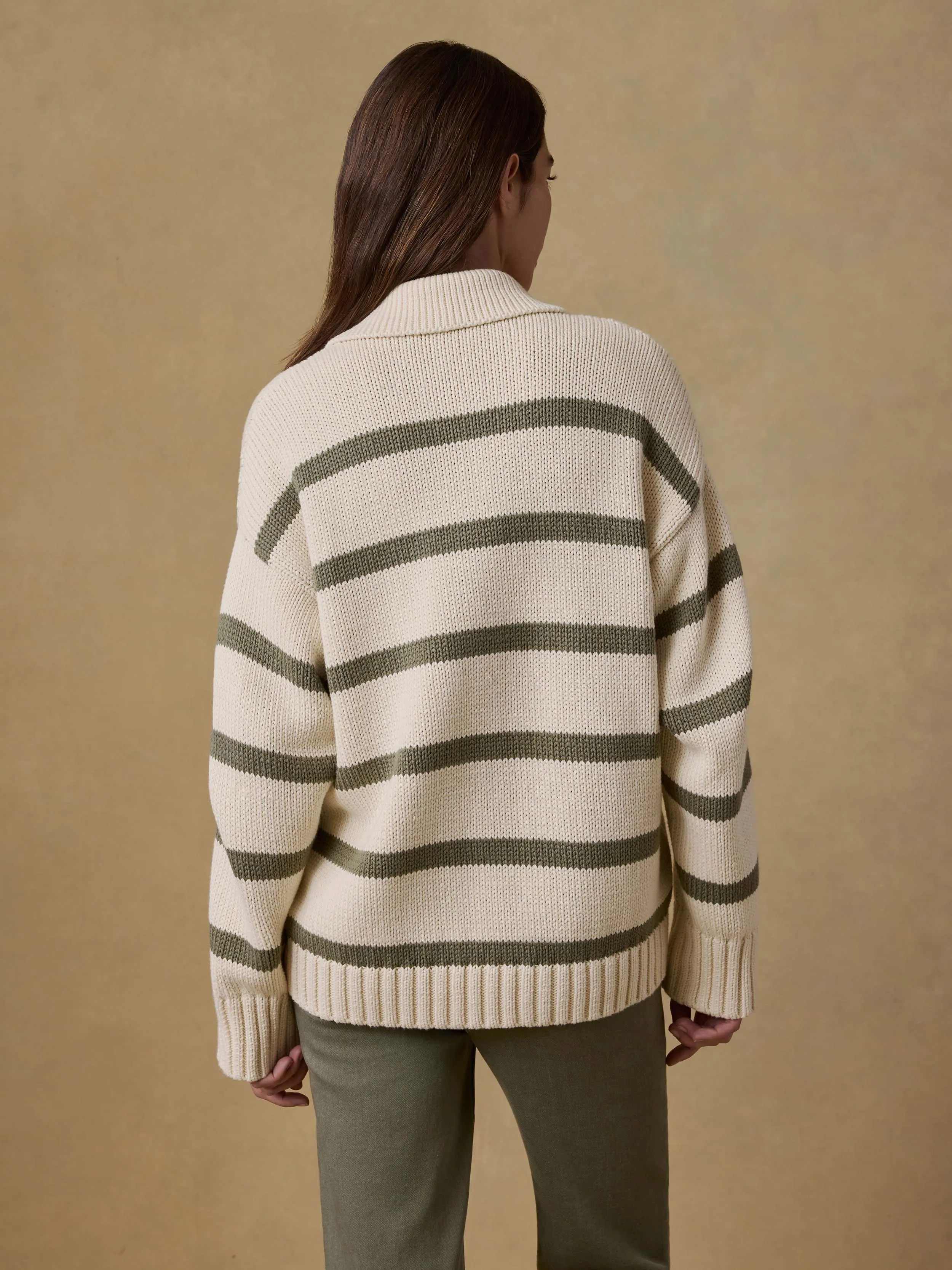 Sunwashed Cotton Polo Sweater - Antique Stripe sold by Faherty product image thumbnail 3