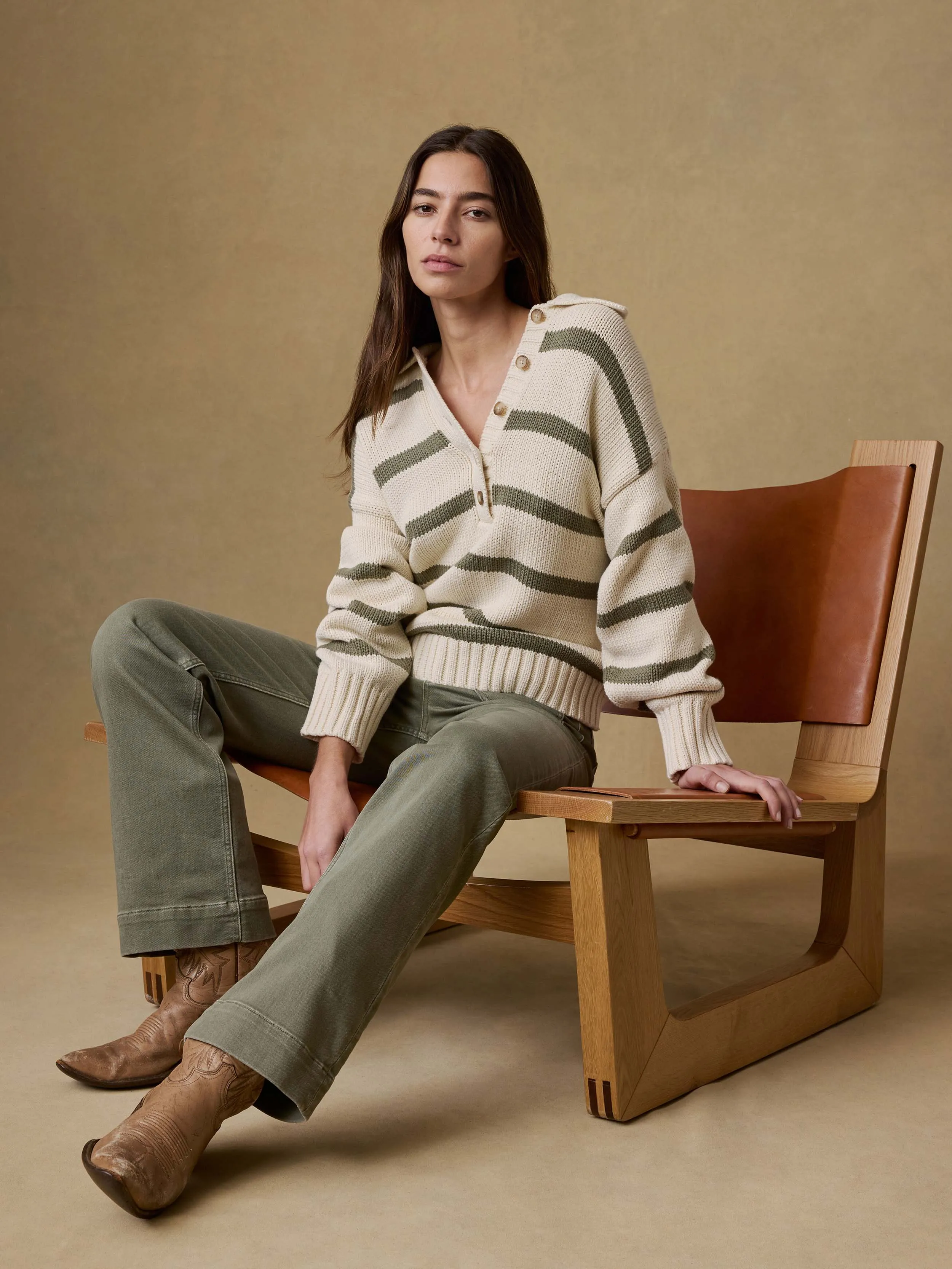Sunwashed Cotton Polo Sweater - Antique Stripe sold by Faherty product image thumbnail 2