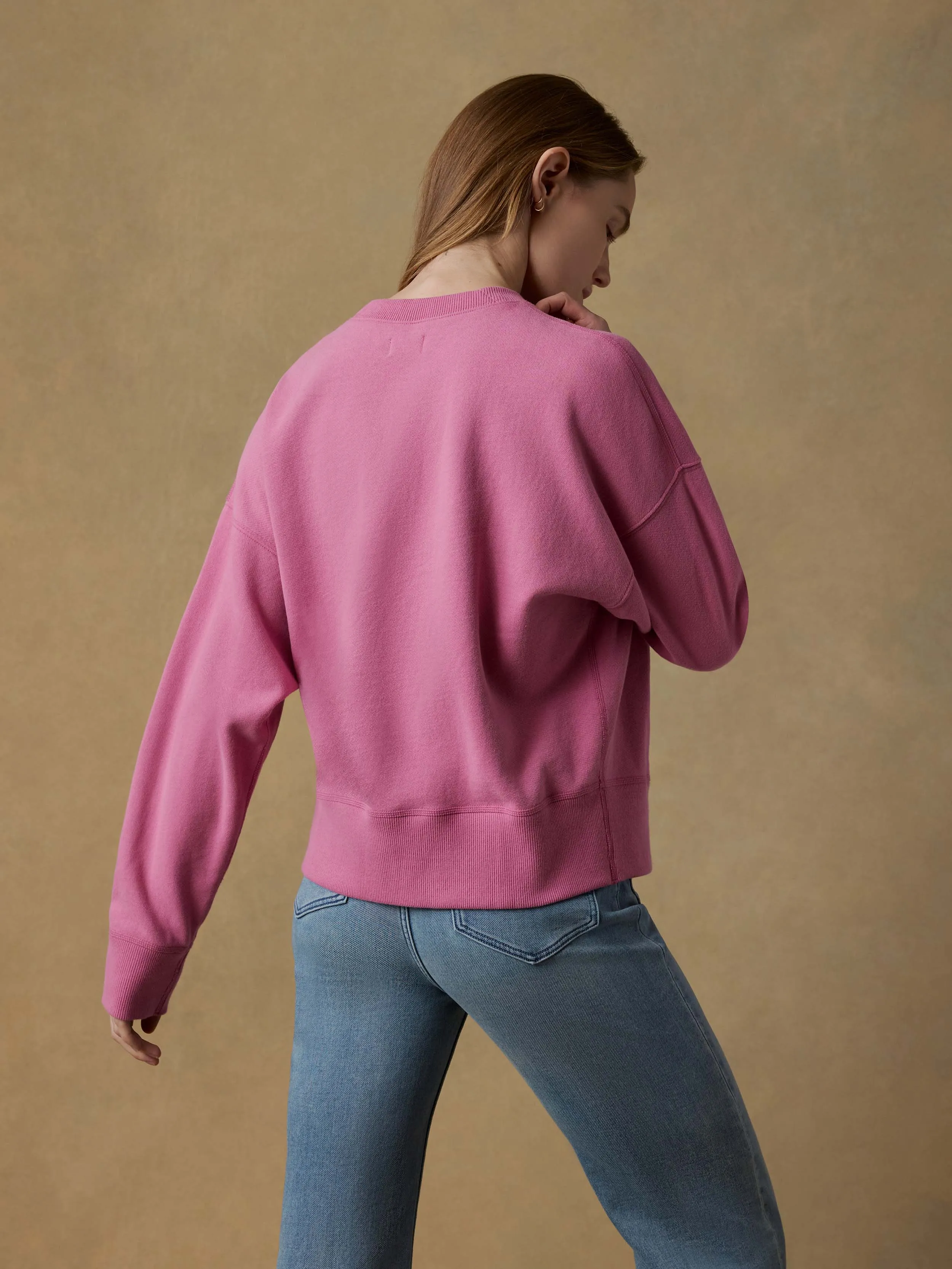 High Standard Fleece Vintage Crew - Ibis Rose sold by Faherty product image thumbnail 4