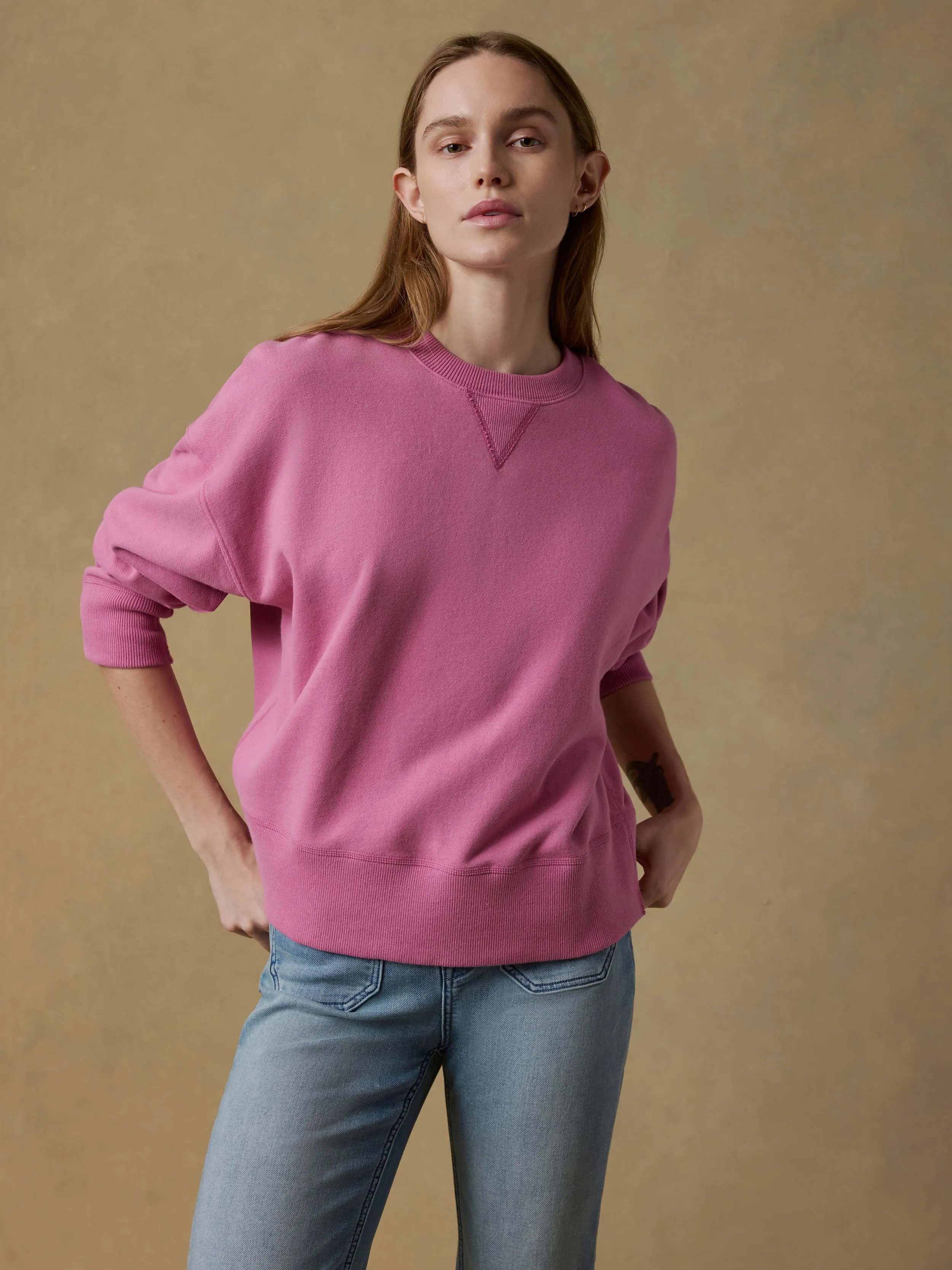 High Standard Fleece Vintage Crew - Ibis Rose sold by Faherty product image thumbnail 2