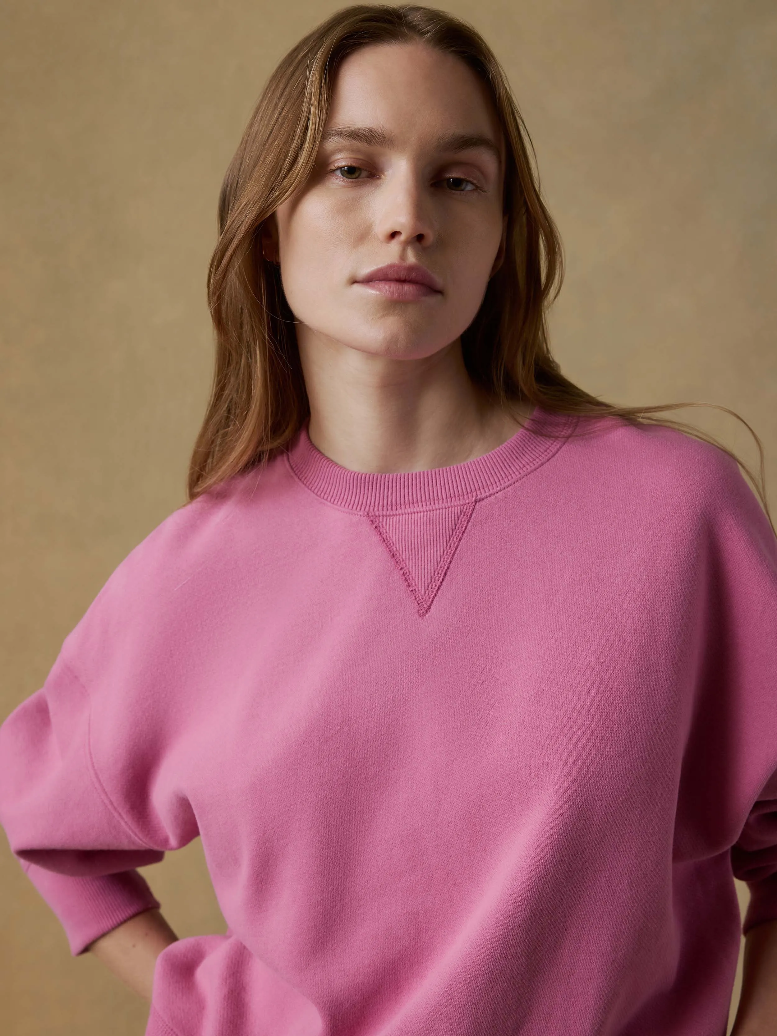 High Standard Fleece Vintage Crew - Ibis Rose sold by Faherty product image thumbnail 5