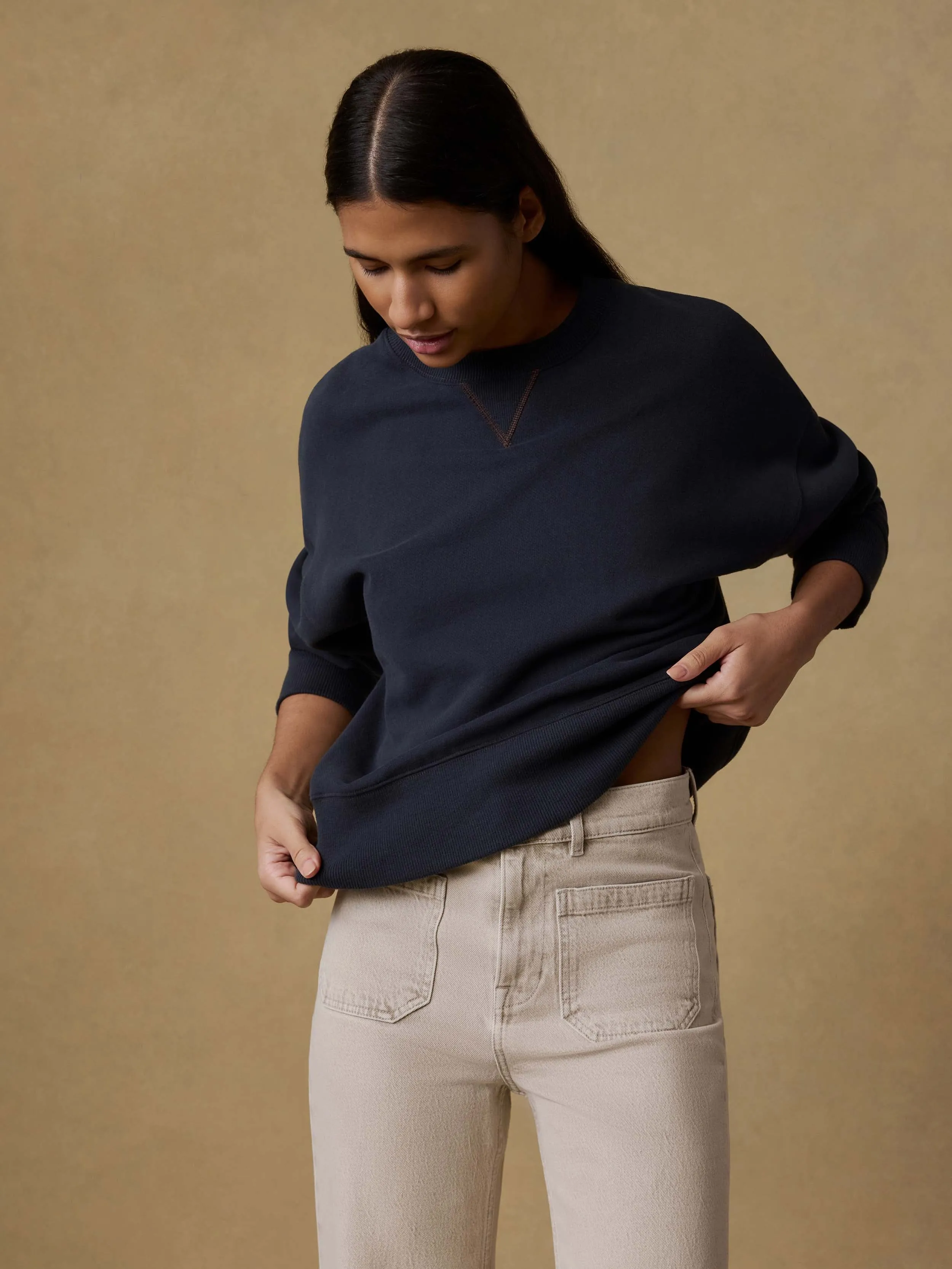 High Standard Fleece Vintage Crew - Black sold by Faherty product image thumbnail 4