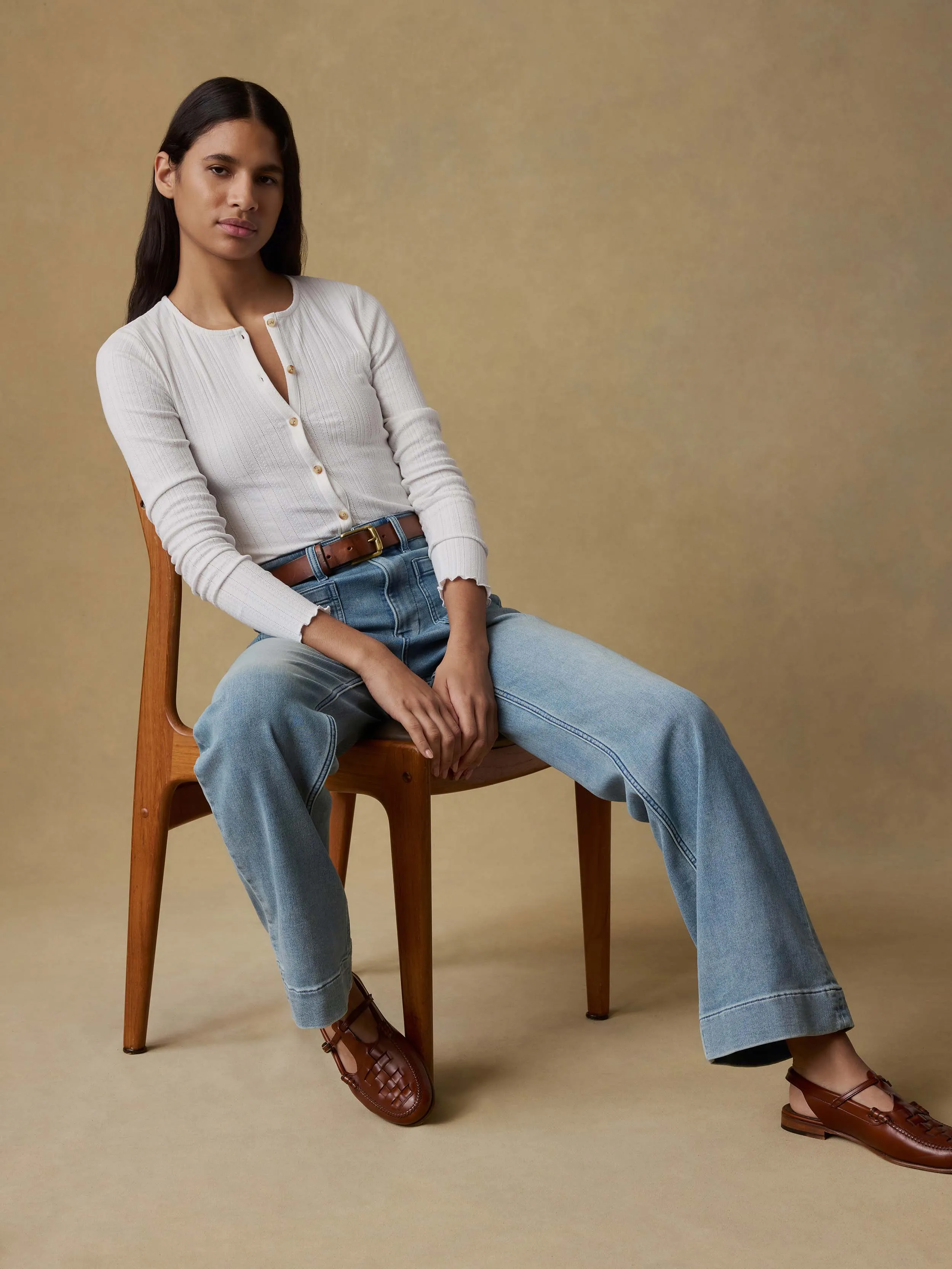 Paradise Pointelle Cardigan - White sold by Faherty product image thumbnail 2