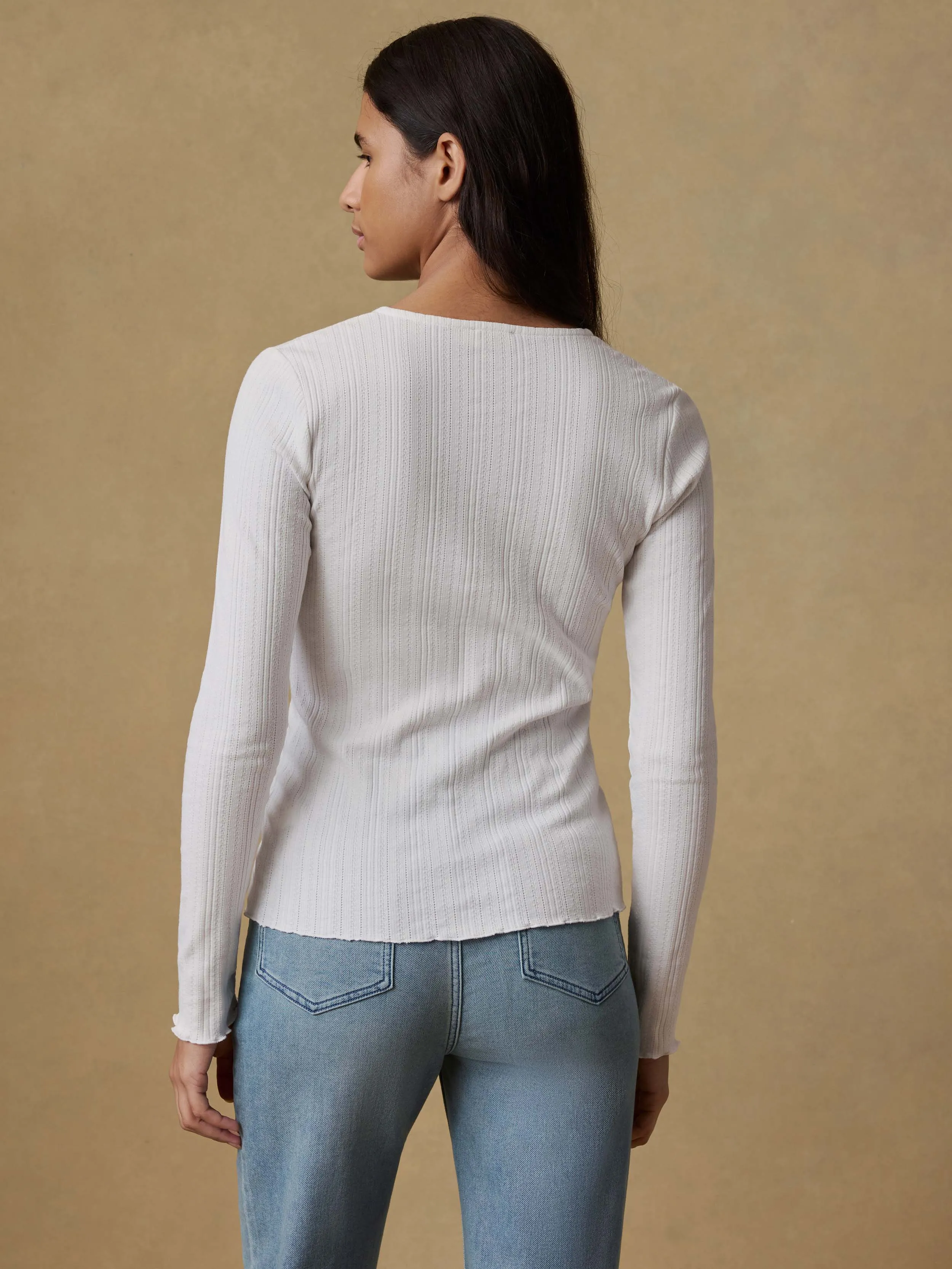 Paradise Pointelle Cardigan - White sold by Faherty product image thumbnail 5