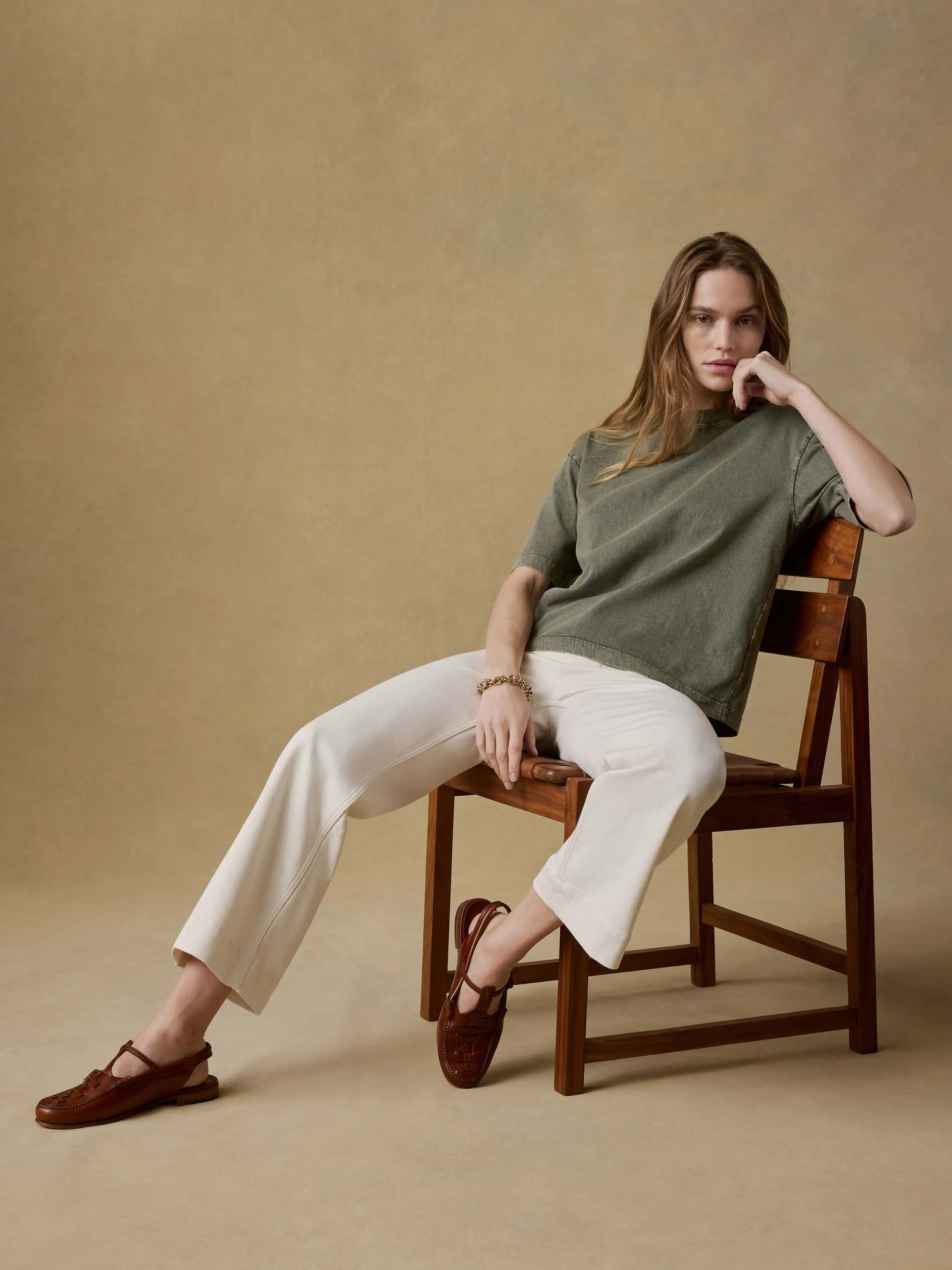 Recycled Cotton Vintage Tee - Island Olive sold by Faherty