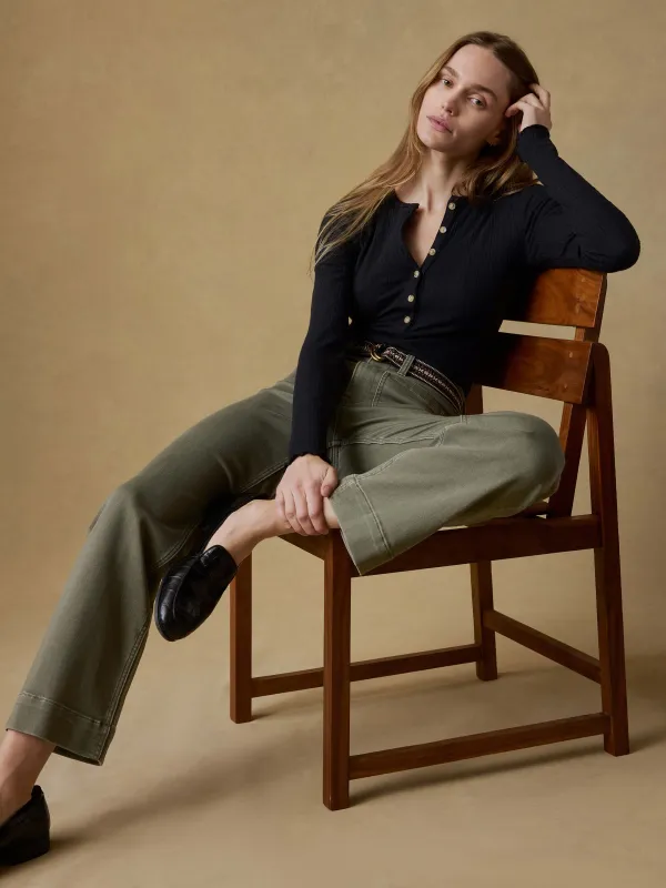 Paradise Pointelle Henley - Black sold by Faherty