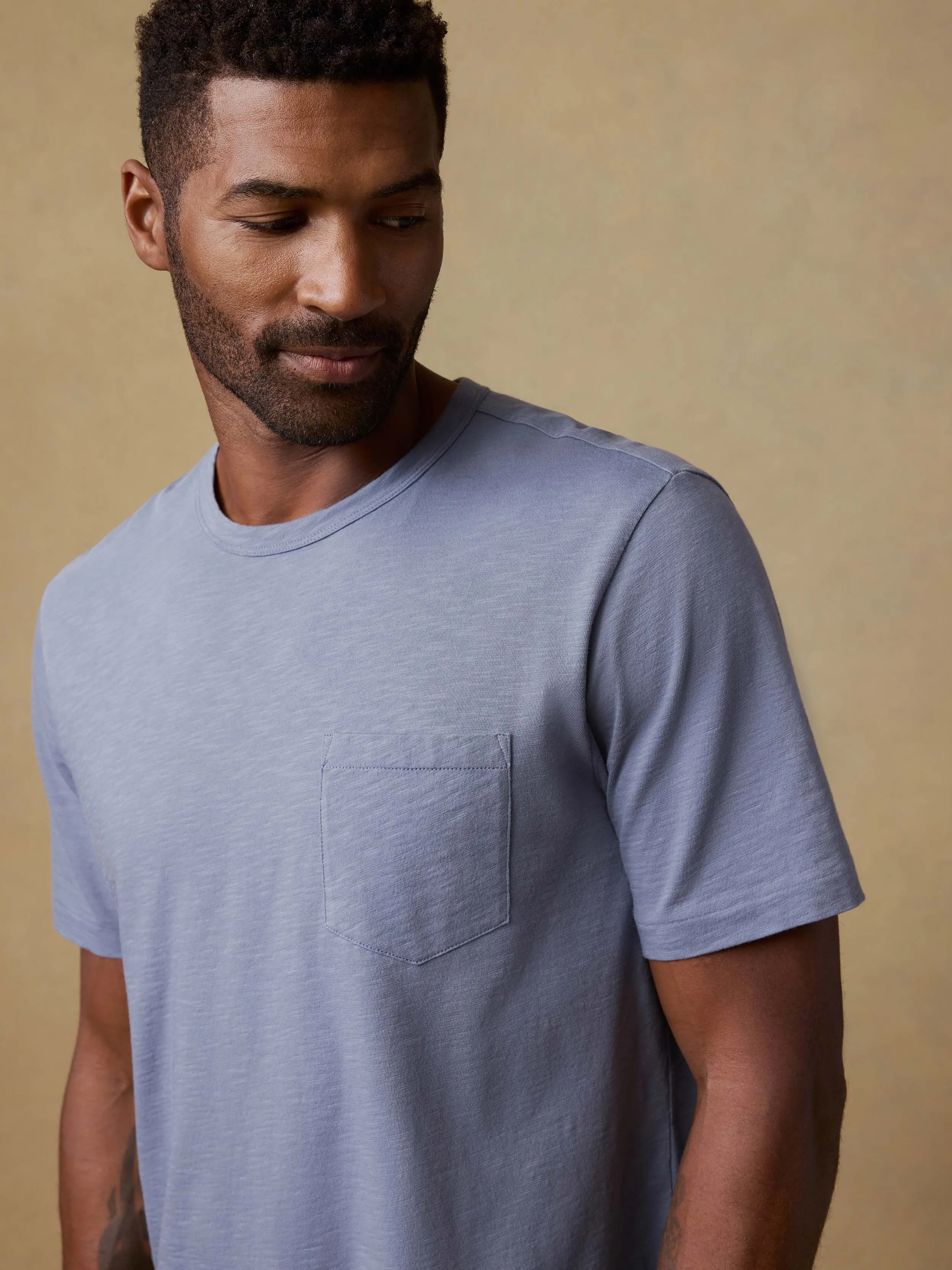 Sunwashed Regenerative Pocket Tee - Flint Sky sold by Faherty product image thumbnail 2