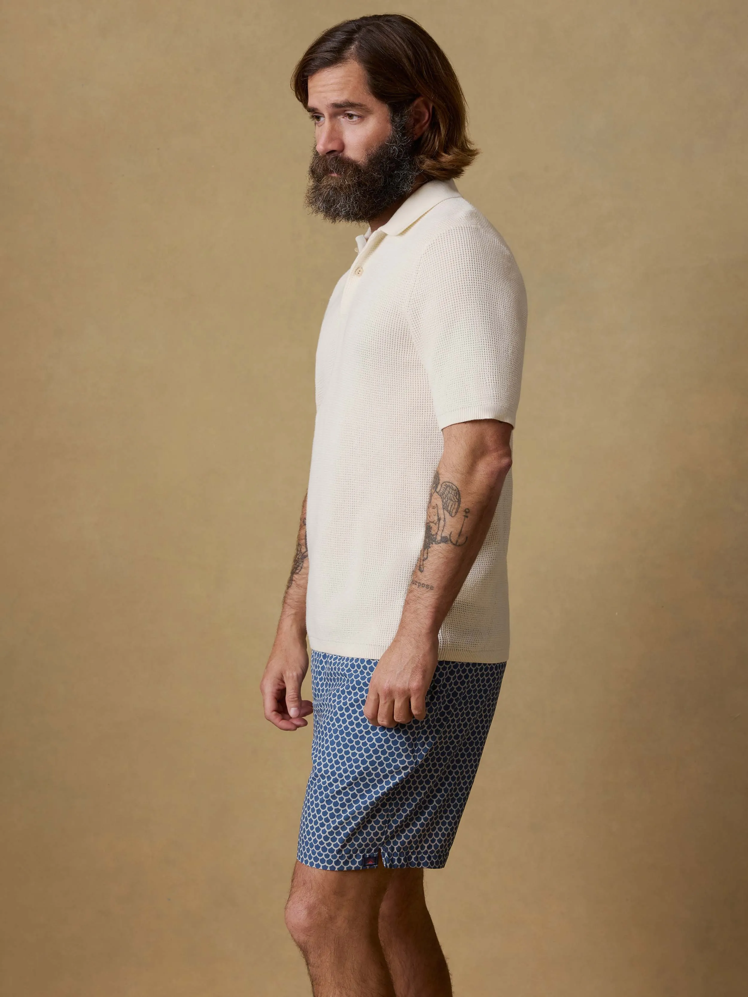 Short-Sleeve Sunwashed Sweater Polo - White Shell sold by Faherty product image thumbnail 4