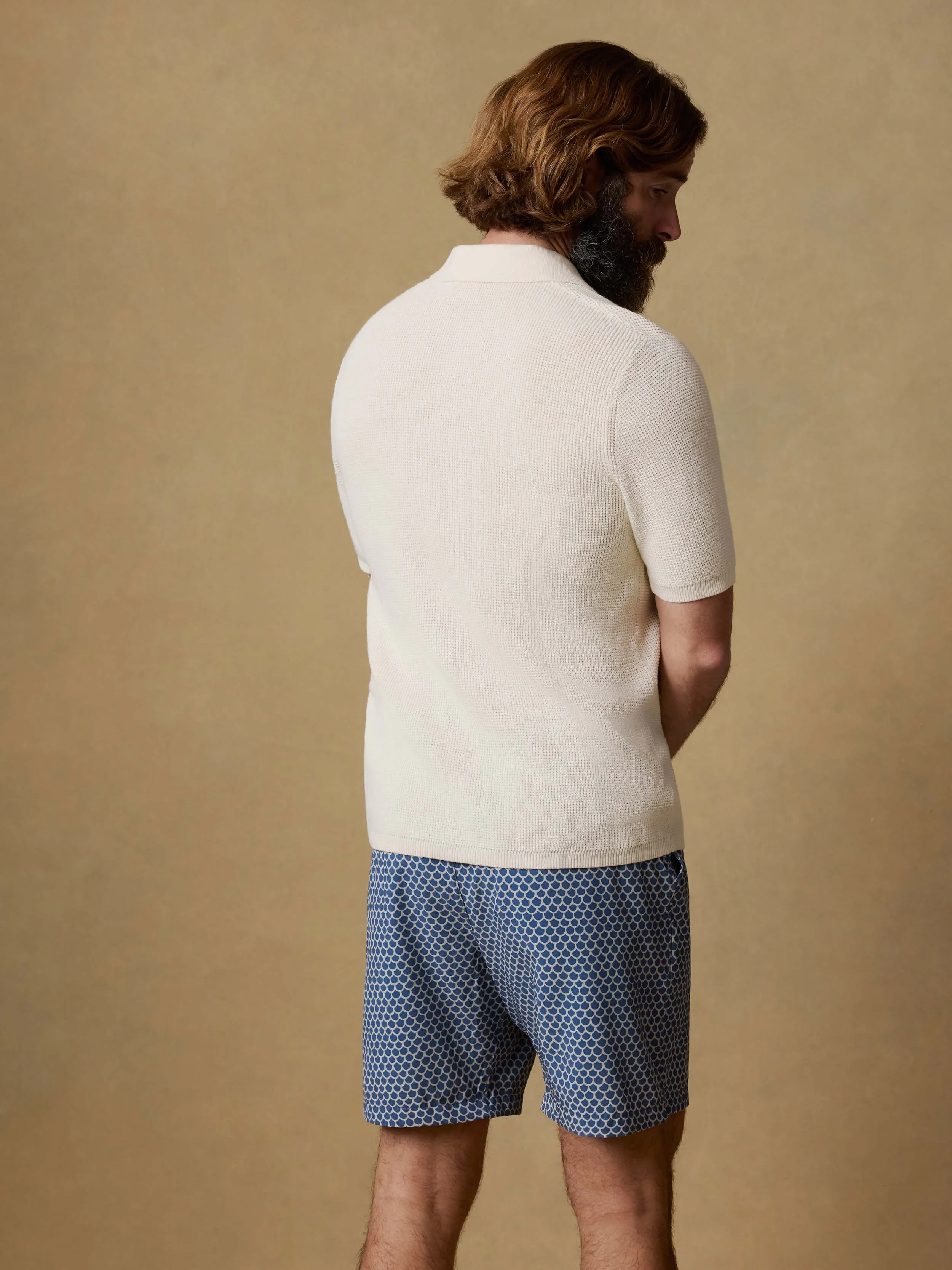 Short-Sleeve Sunwashed Sweater Polo - White Shell sold by Faherty product image thumbnail 3