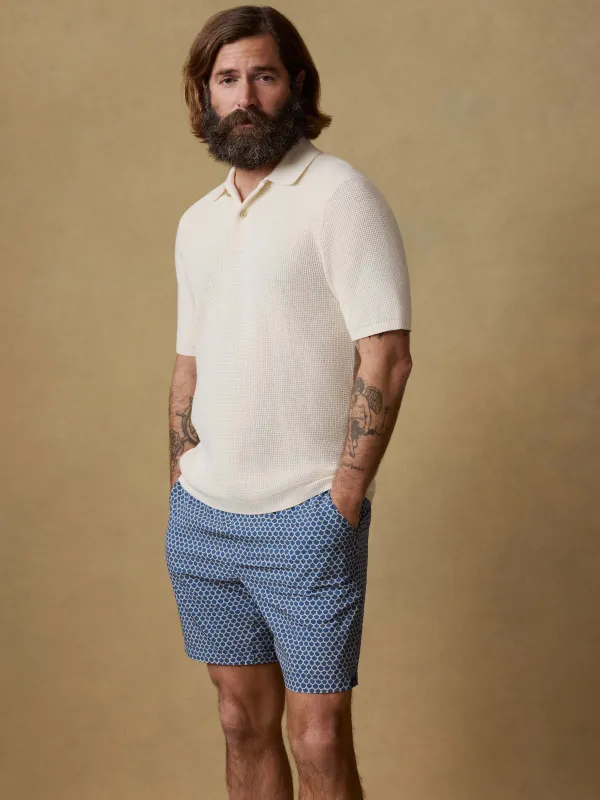 Short-Sleeve Sunwashed Sweater Polo - White Shell made by Faherty