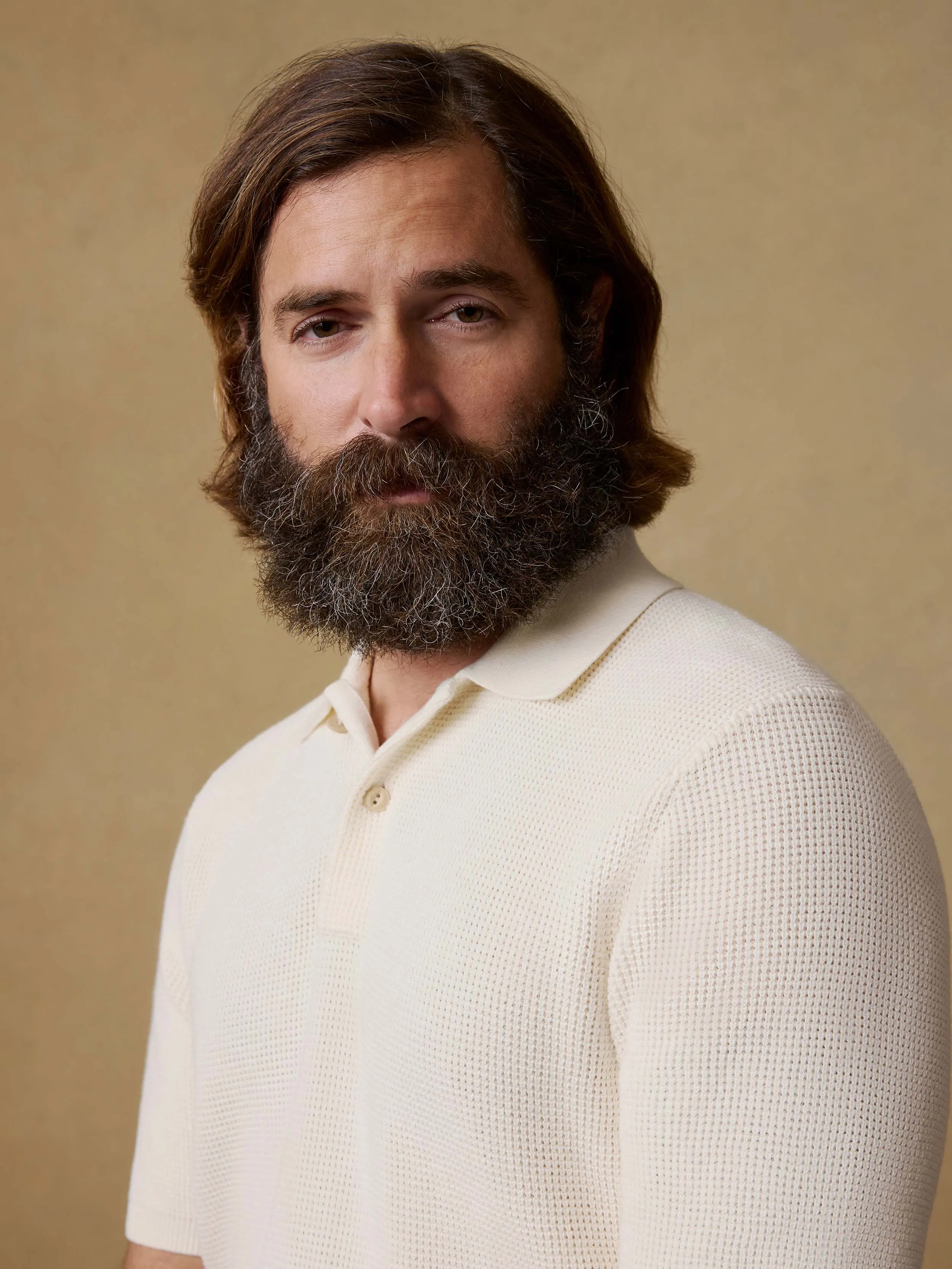 Short-Sleeve Sunwashed Sweater Polo - White Shell sold by Faherty product image thumbnail 5