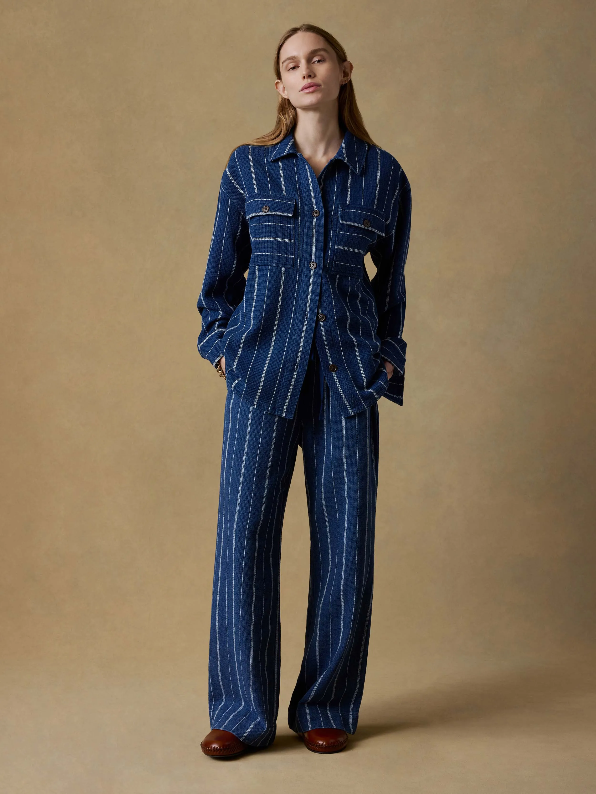 Island Tide Shirt Jacket - Indigo Drift Stripe sold by Faherty product image thumbnail 3