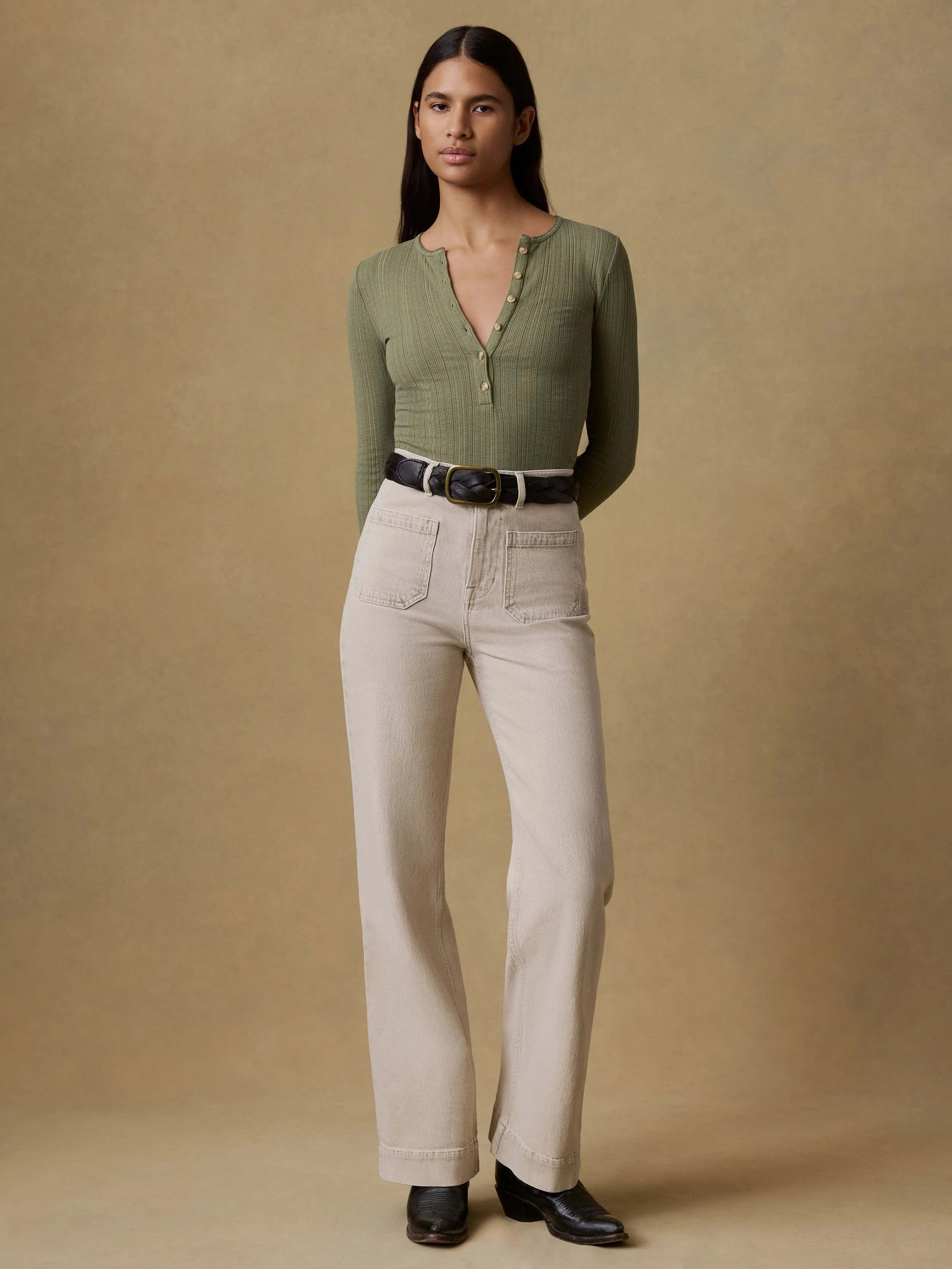 Sunfaded Denim Patch Pocket Pant - Sun Dune Wash sold by Faherty product image thumbnail 3