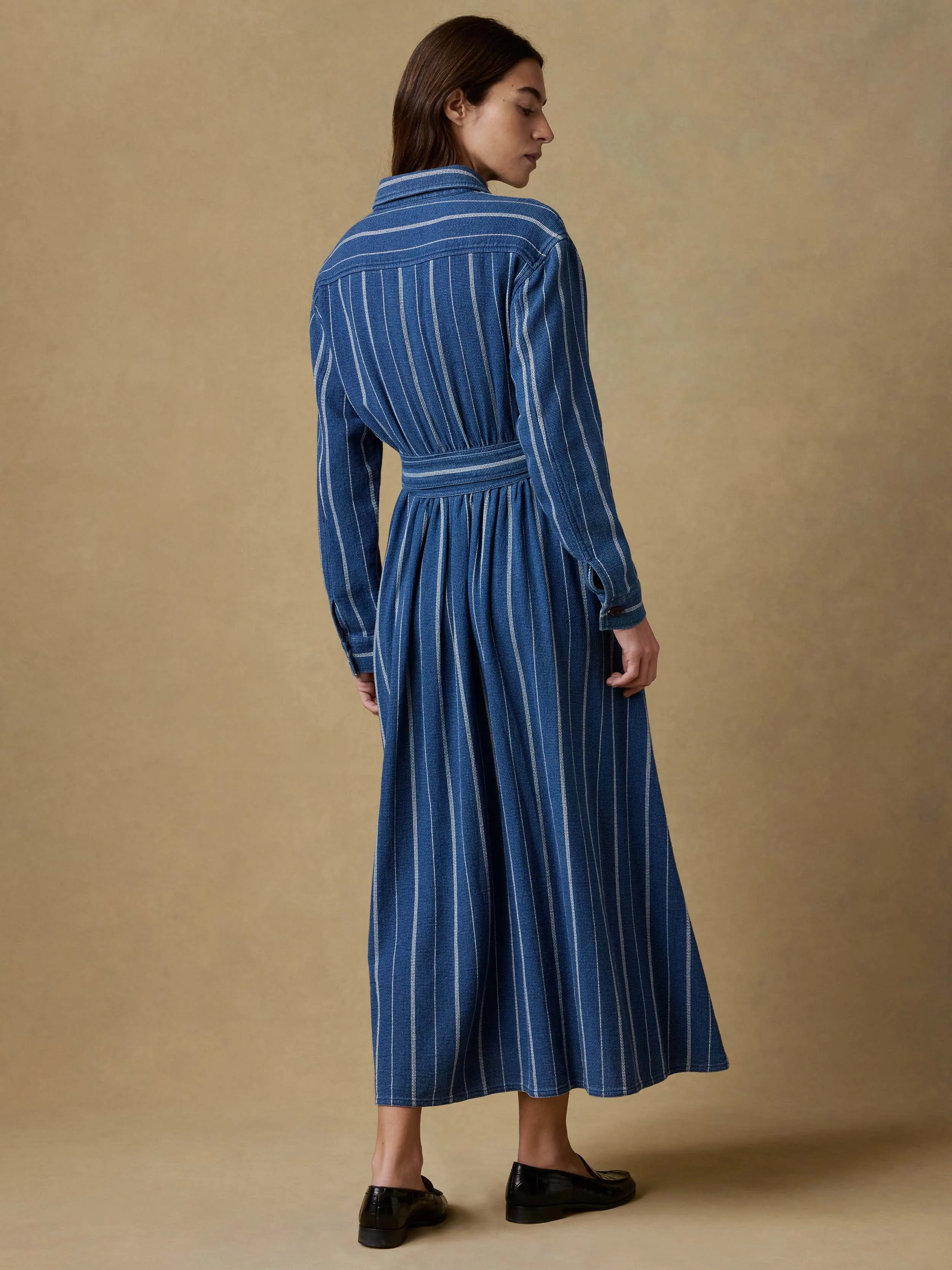 Island Tide Julia Wrap Dress - Indigo Drift Stripe sold by Faherty product image thumbnail 4