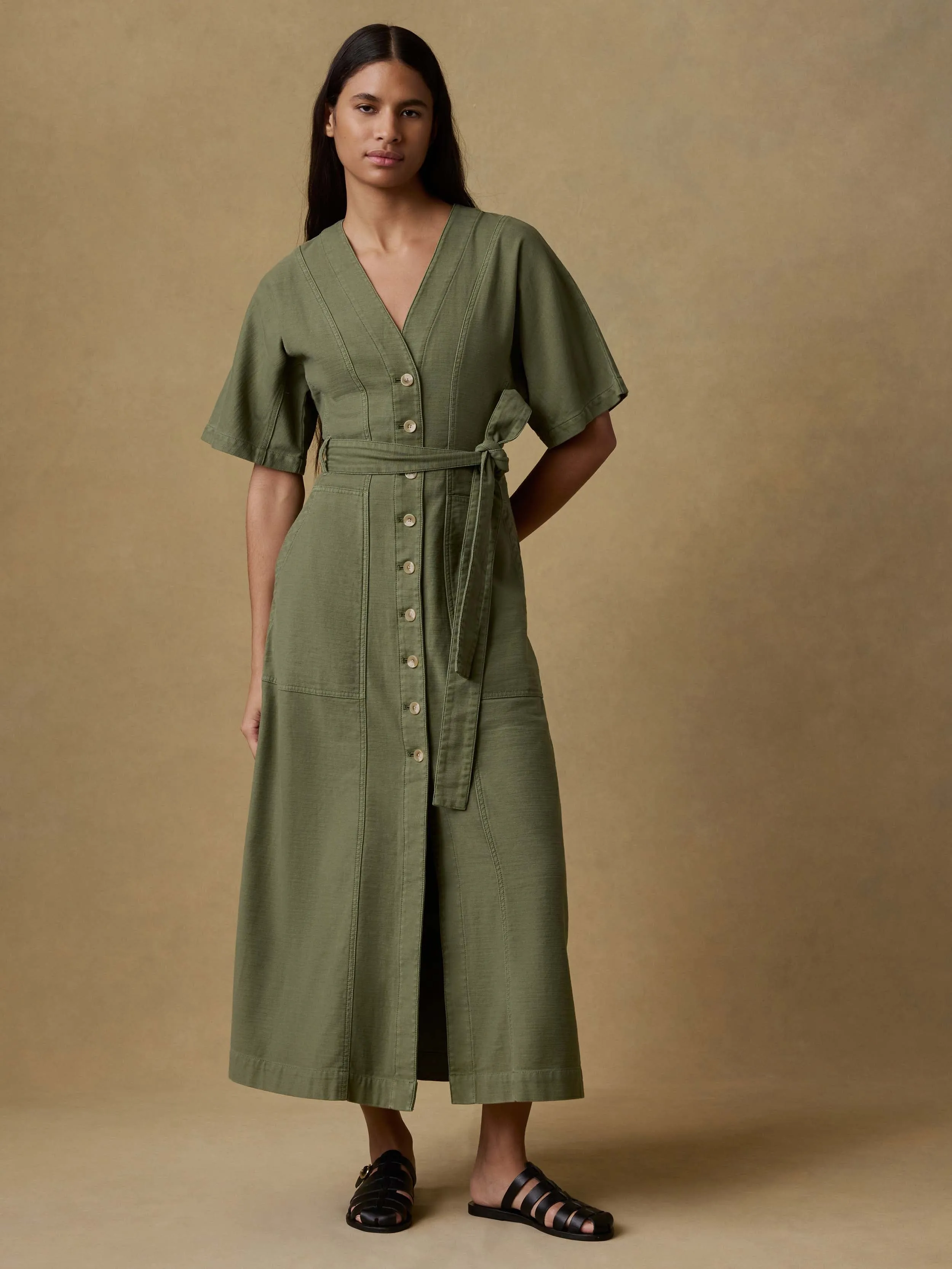 Soft Stretch Twill Camille Dress - Moss sold by Faherty product image thumbnail 2