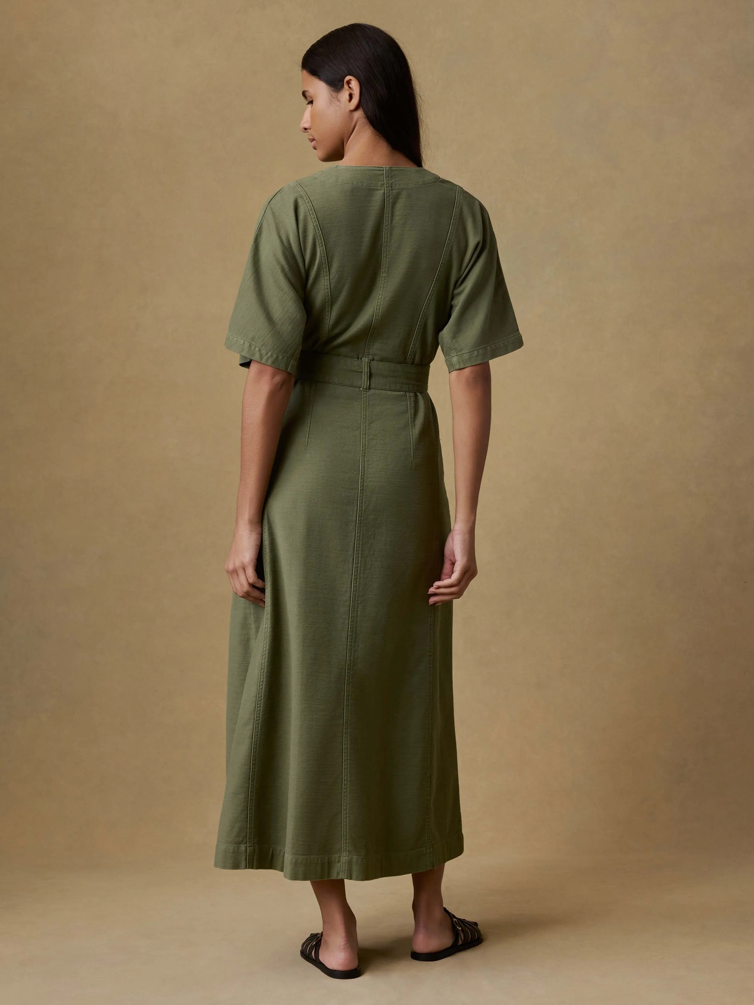 Soft Stretch Twill Camille Dress - Moss sold by Faherty product image thumbnail 5