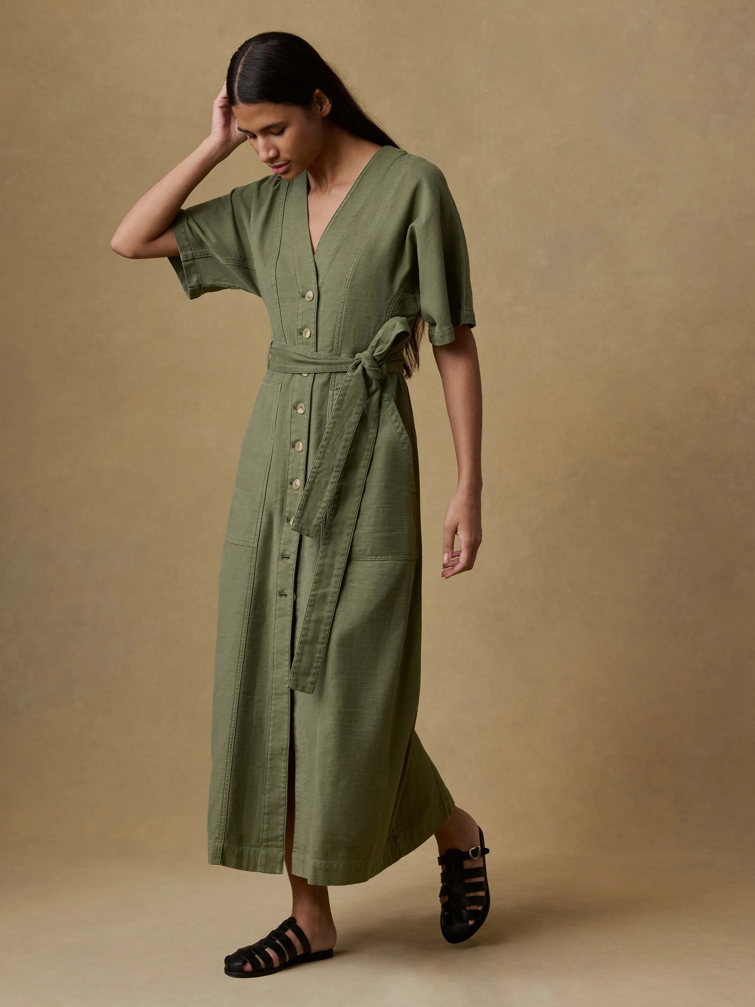 Soft Stretch Twill Camille Dress - Moss sold by Faherty product image thumbnail 4