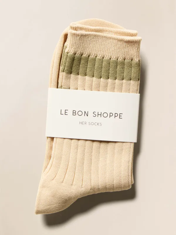 Le Bon Shoppe Her Varsity Sock - Guacamole sold by Faherty