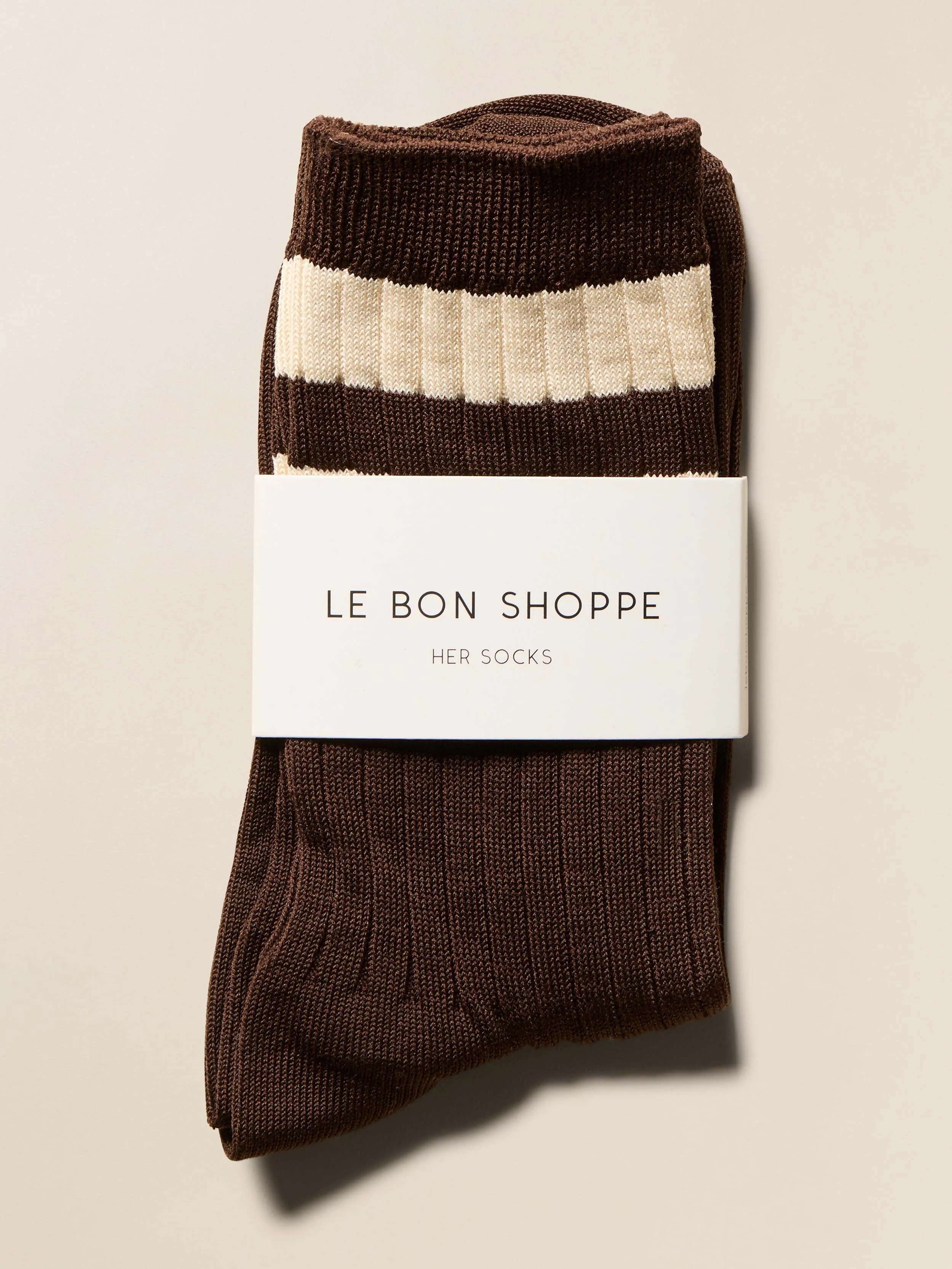 Le Bon Shoppe Her Varsity Sock - Espresso sold by Faherty