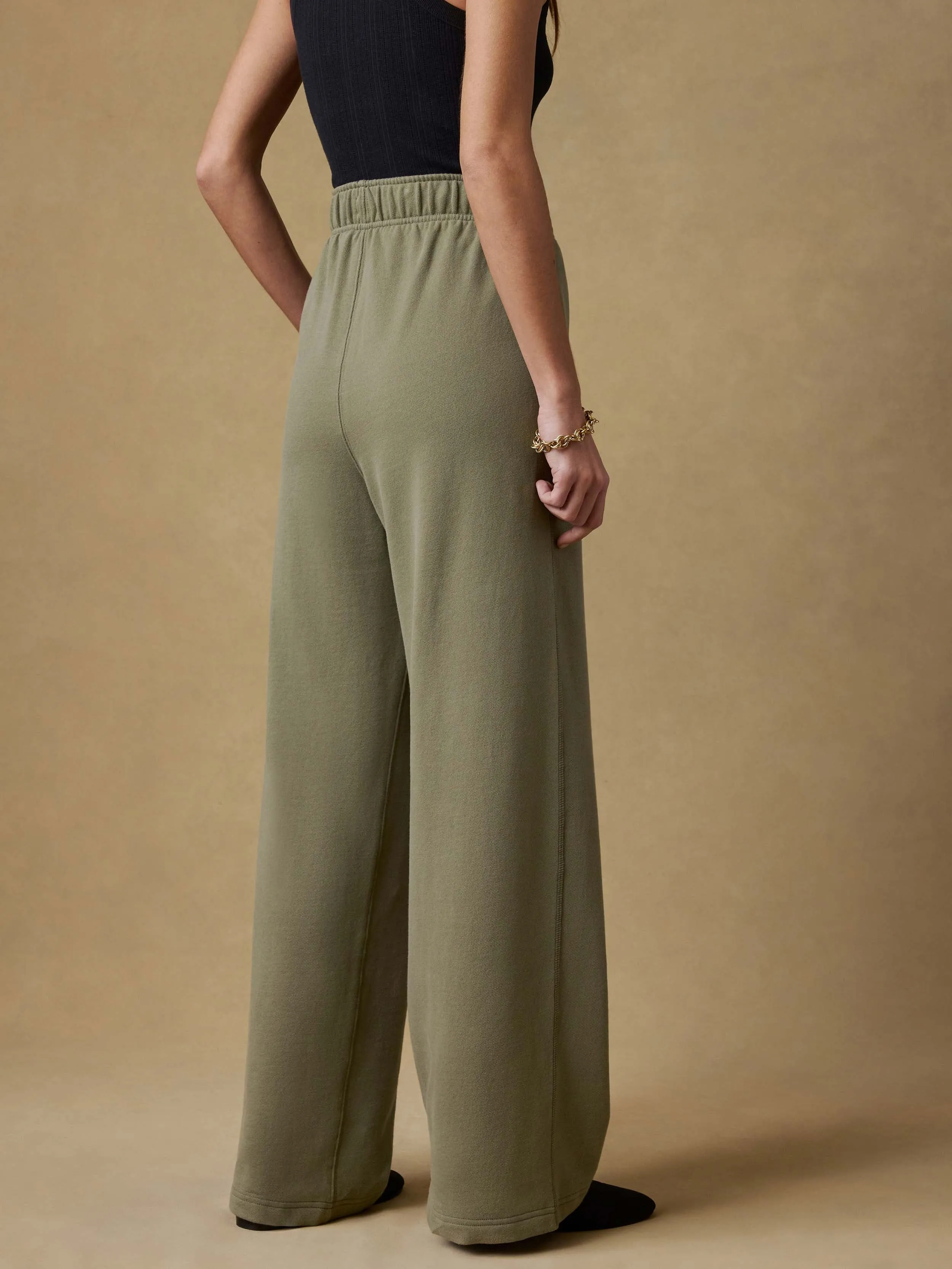 High Standard Fleece Wide Leg Sweatpant - Island Olive sold by Faherty product image thumbnail 5