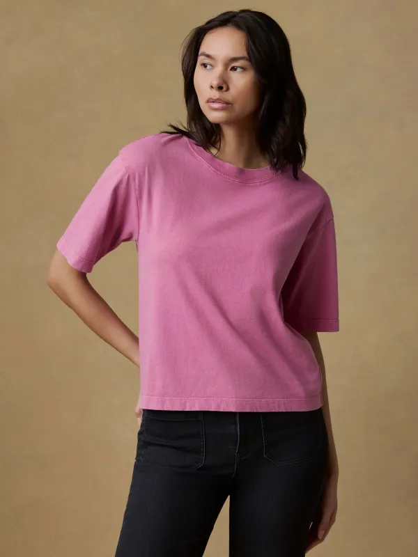 Recycled Cotton Vintage Tee - Ibis Rose sold by Faherty