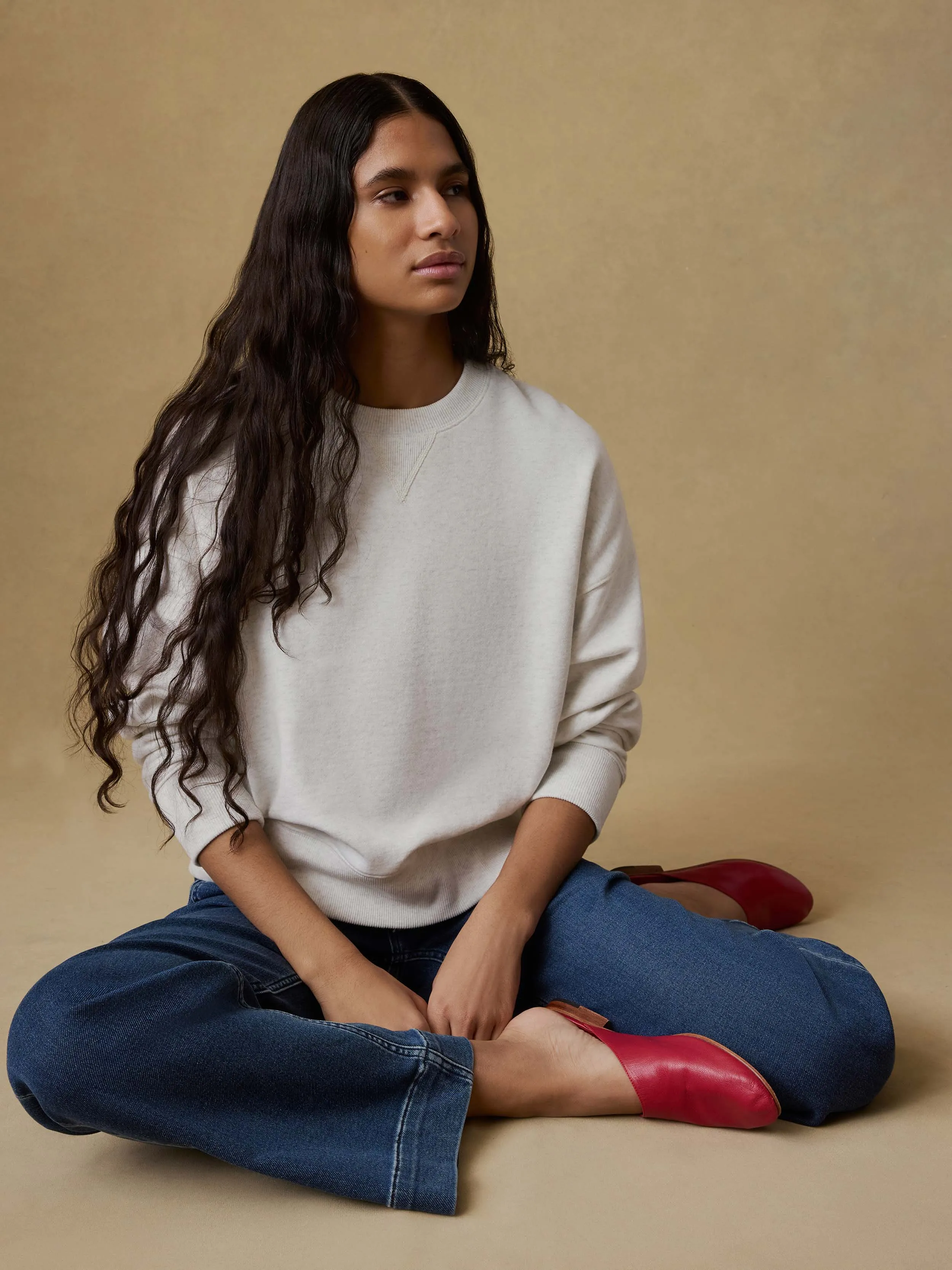 High Standard Fleece Vintage Crew - Ice Grey Heather sold by Faherty product image thumbnail 3