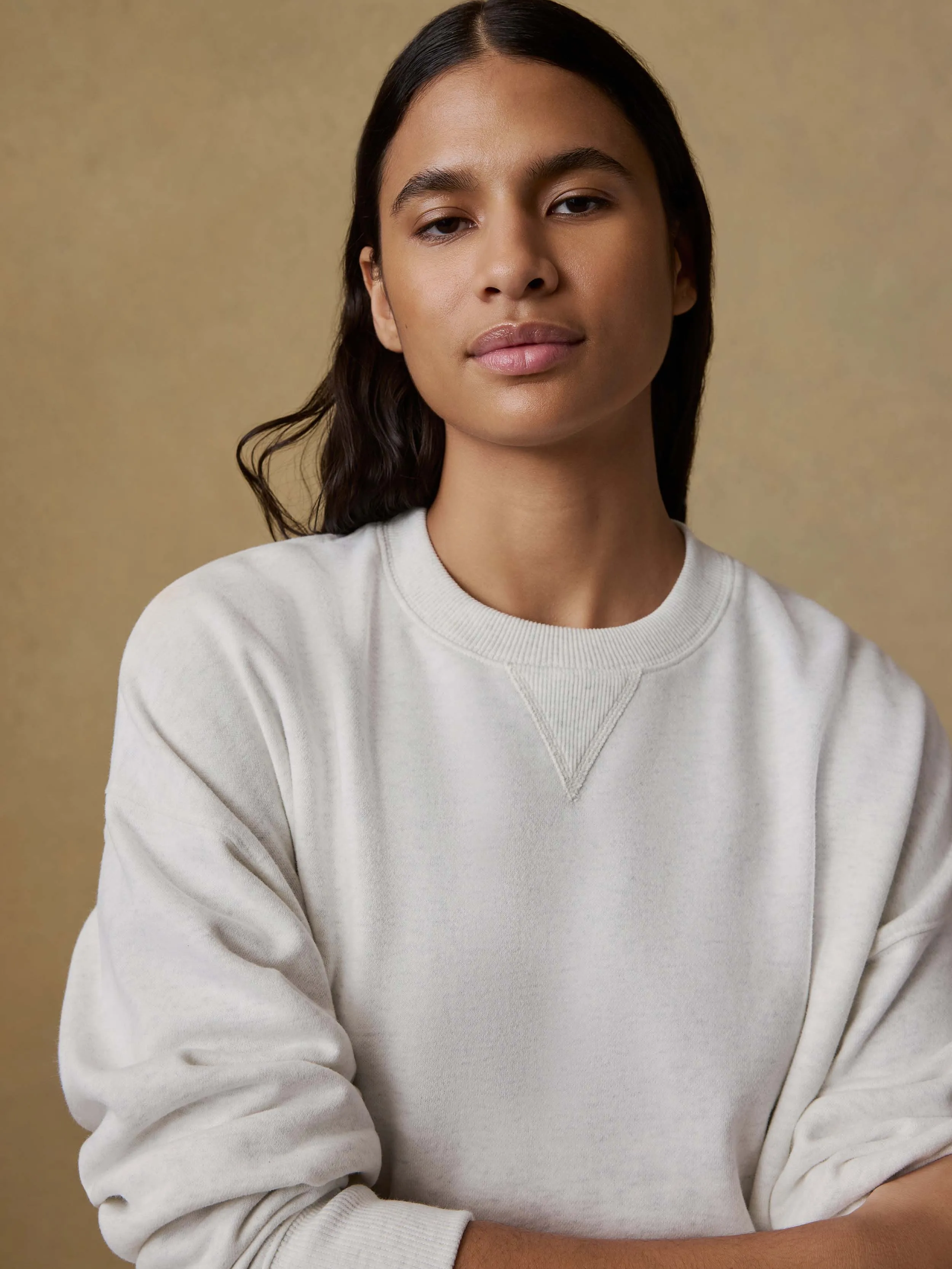 High Standard Fleece Vintage Crew - Ice Grey Heather sold by Faherty product image thumbnail 4