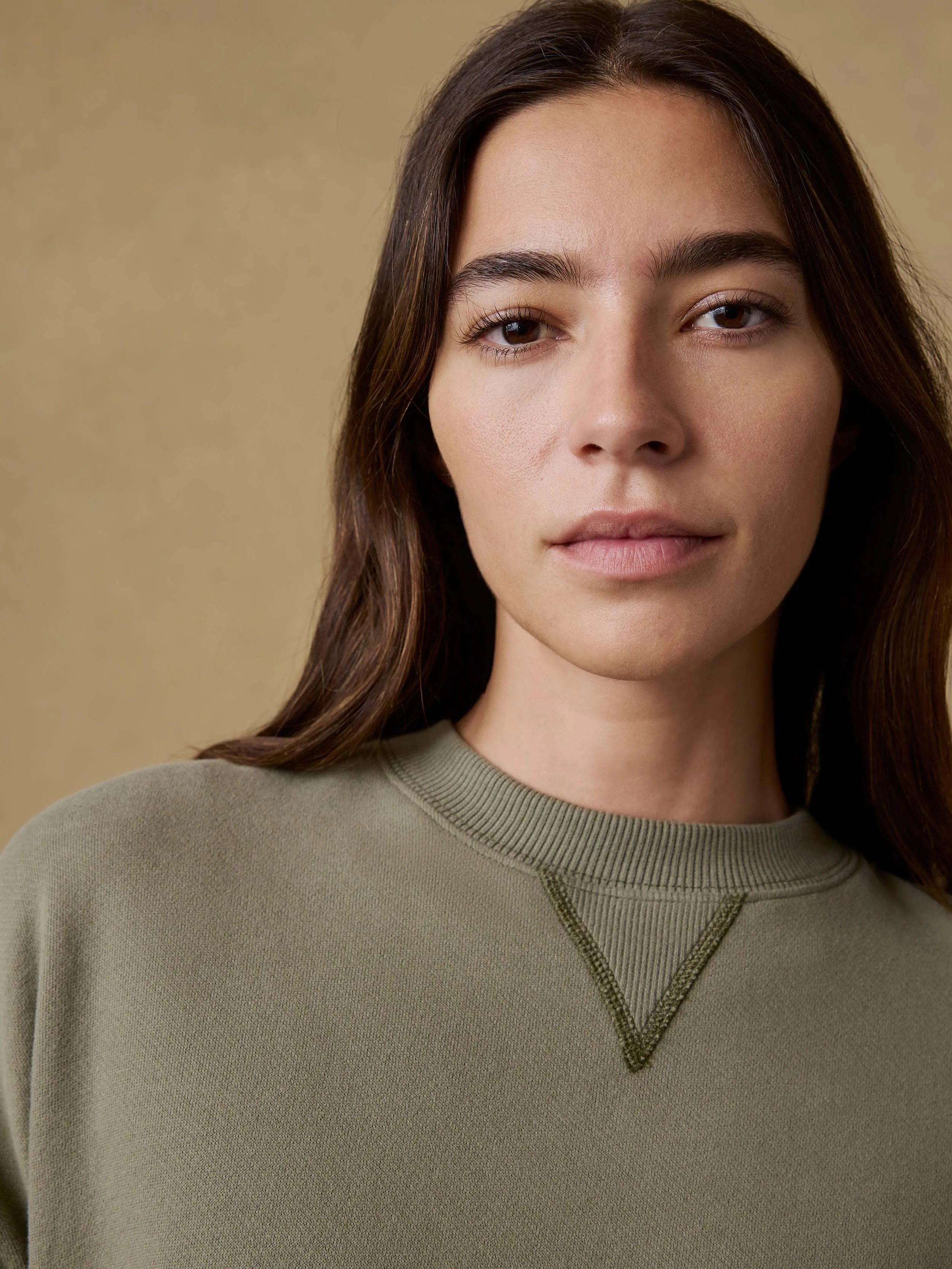 High Standard Fleece Vintage Crew - Island Olive sold by Faherty product image thumbnail 3