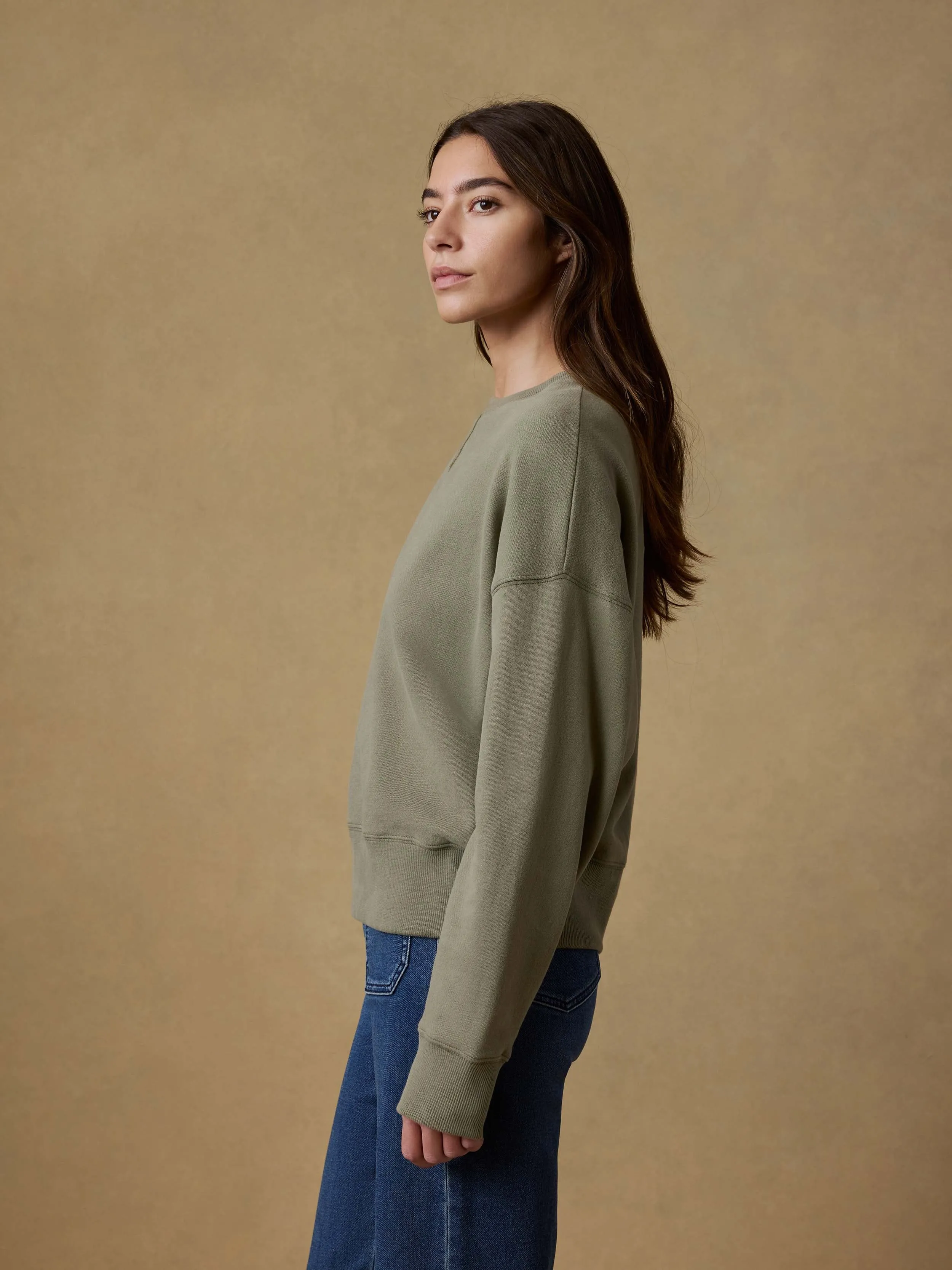 High Standard Fleece Vintage Crew - Island Olive sold by Faherty product image thumbnail 4