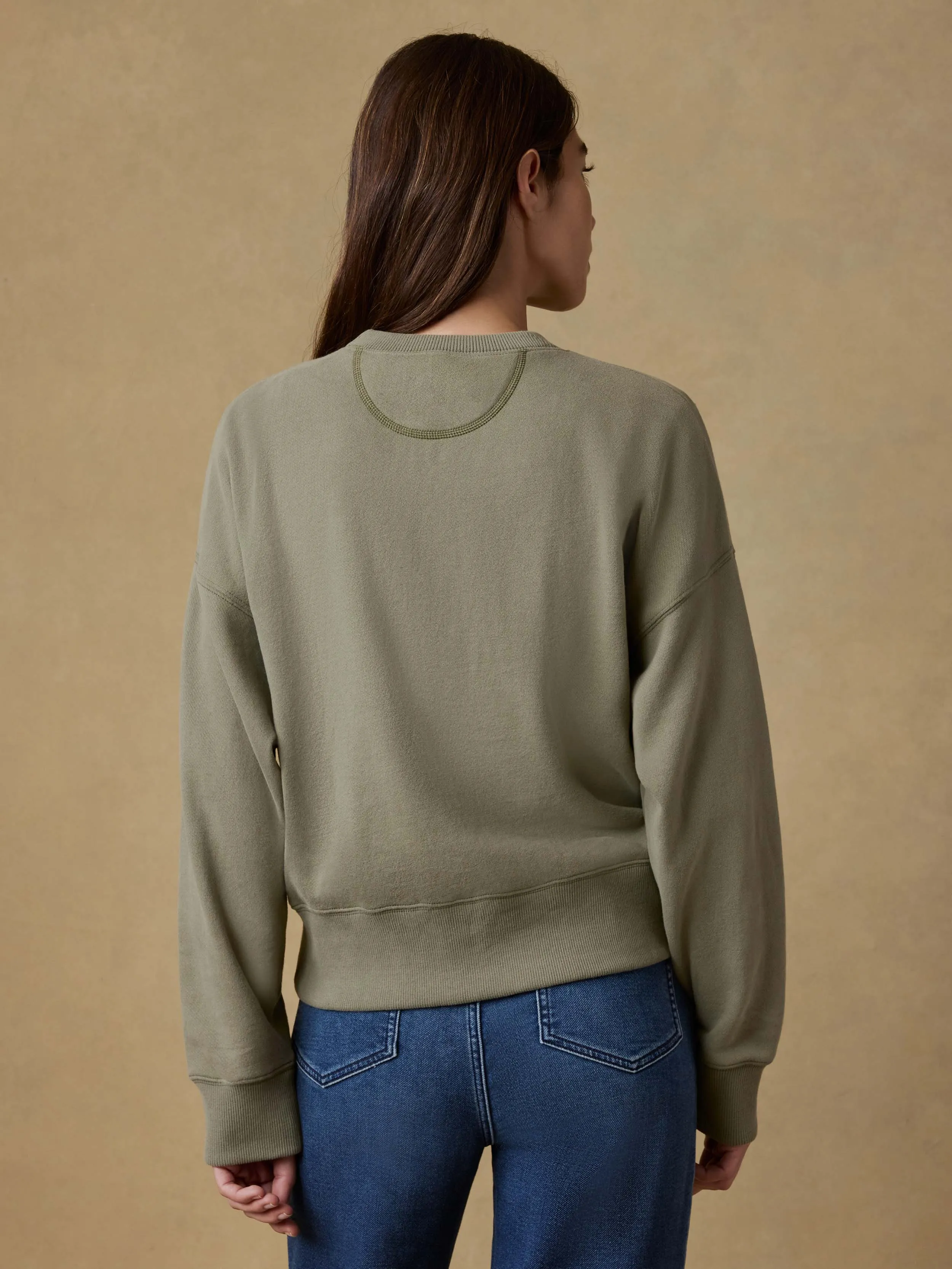 High Standard Fleece Vintage Crew - Island Olive sold by Faherty product image thumbnail 5