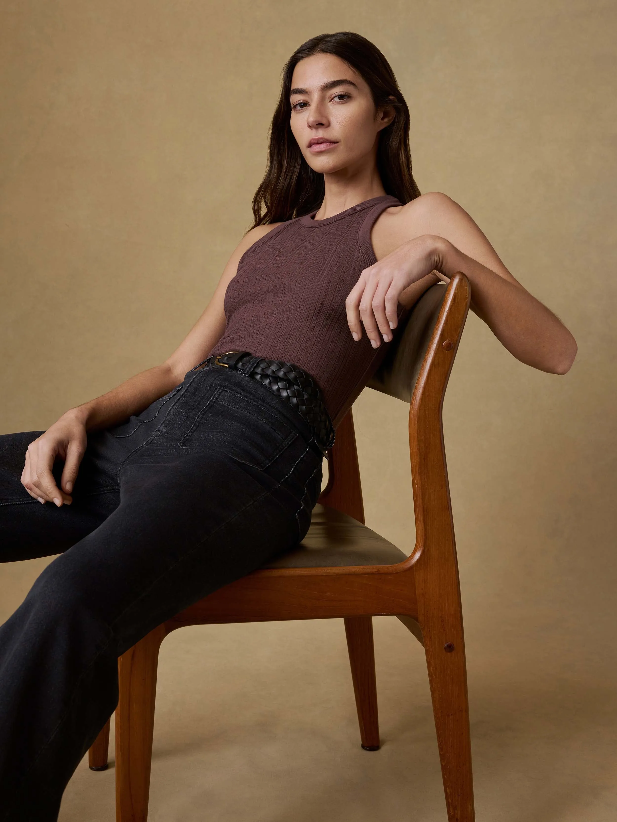 Paradise Pointelle Tank - Chicory Coffee sold by Faherty product image thumbnail 3
