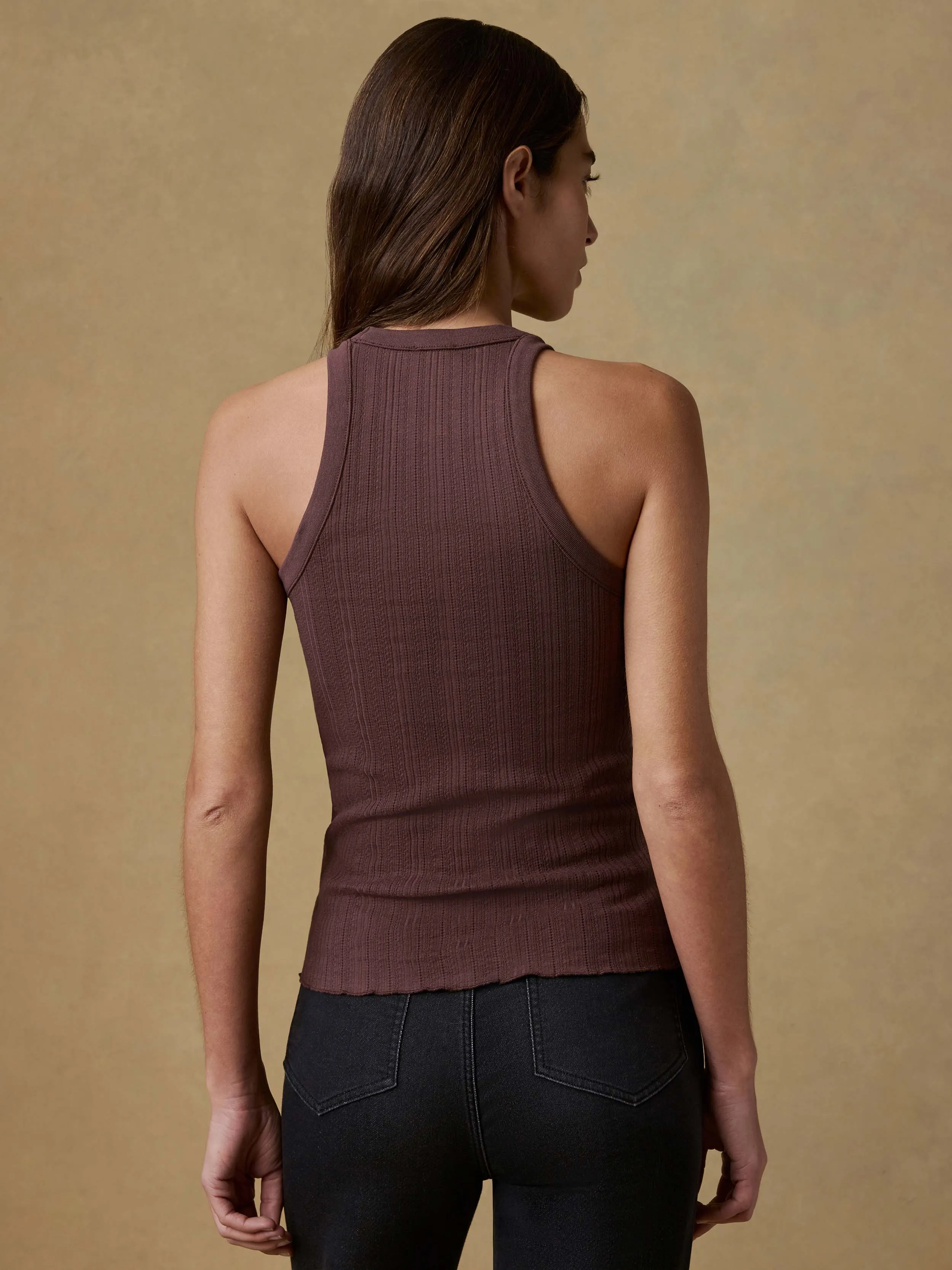 Paradise Pointelle Tank - Chicory Coffee sold by Faherty product image thumbnail 5