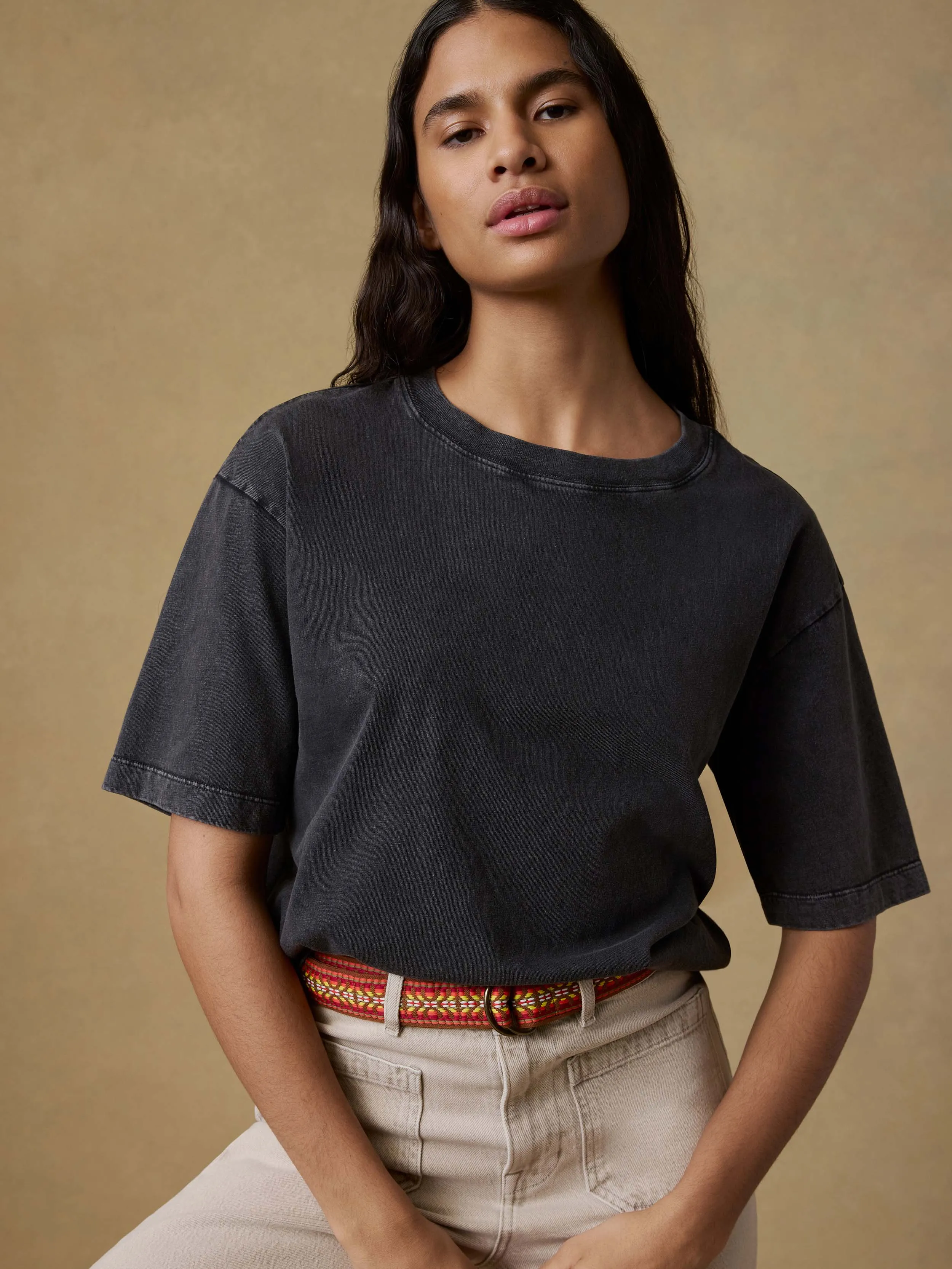 Recycled Cotton Vintage Tee - Washed Black sold by Faherty