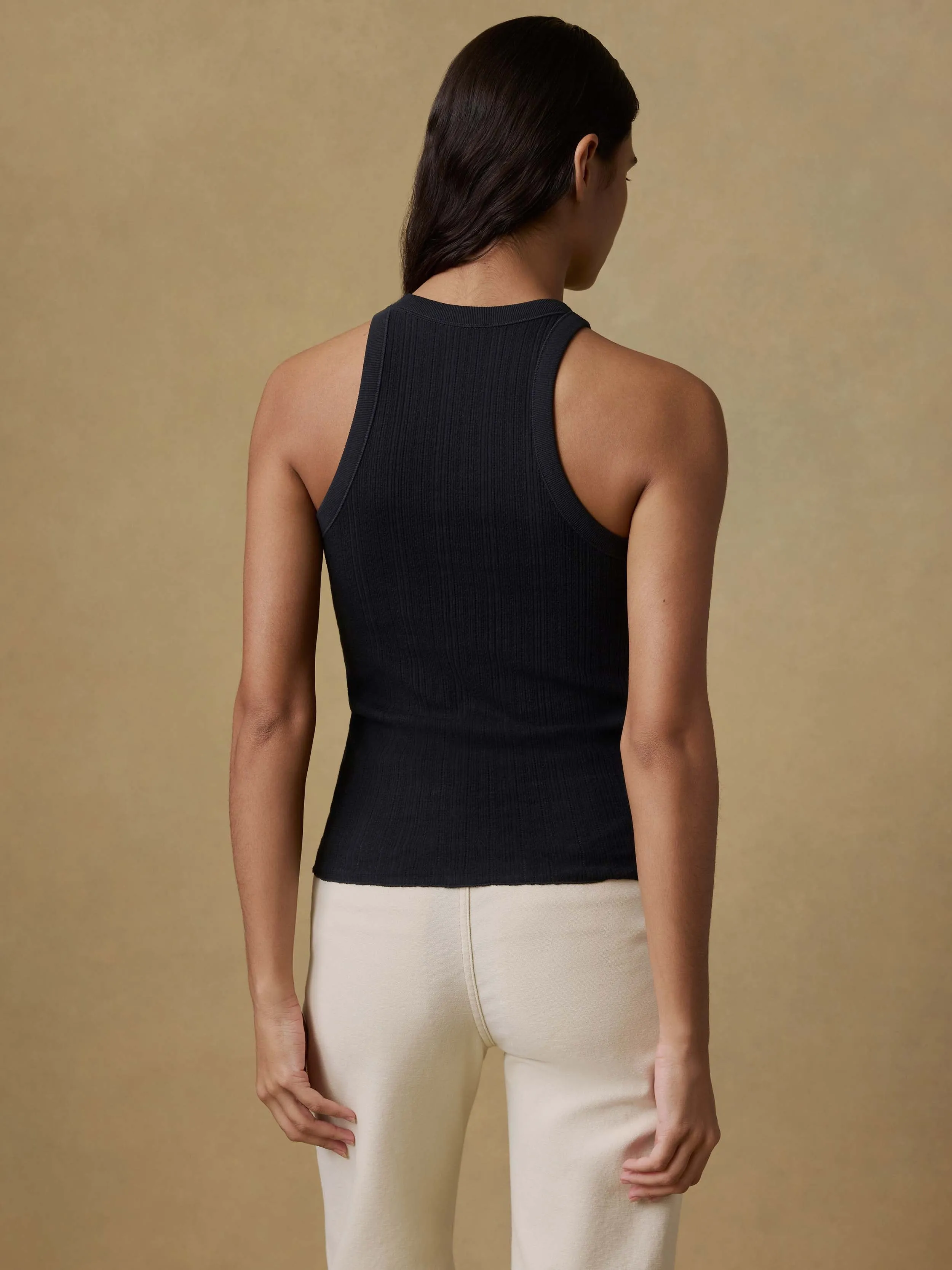 Paradise Pointelle Tank - Black sold by Faherty product image thumbnail 3