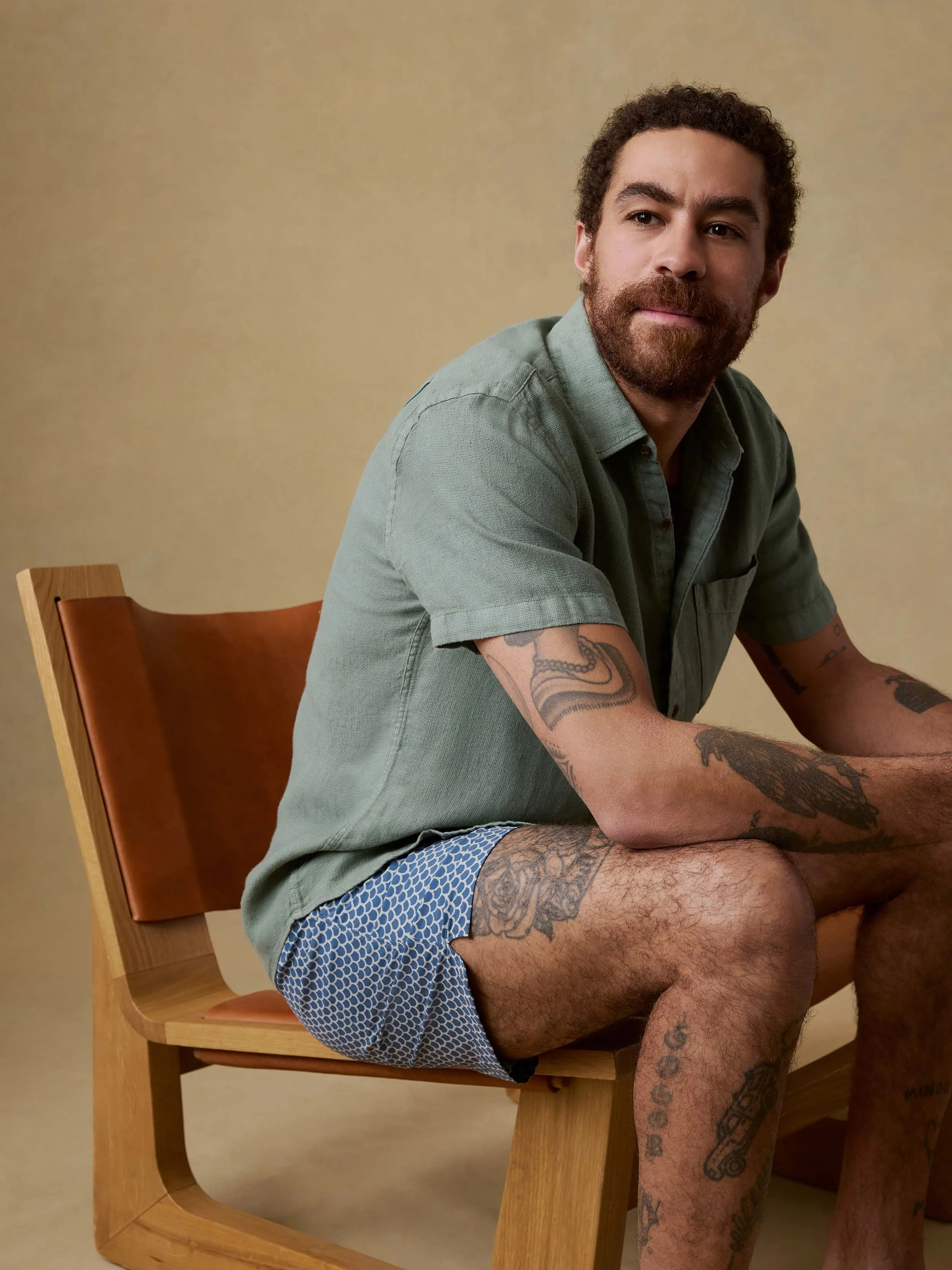 Short-Sleeve Palma Linen Shirt - Spruce sold by Faherty product image thumbnail 2