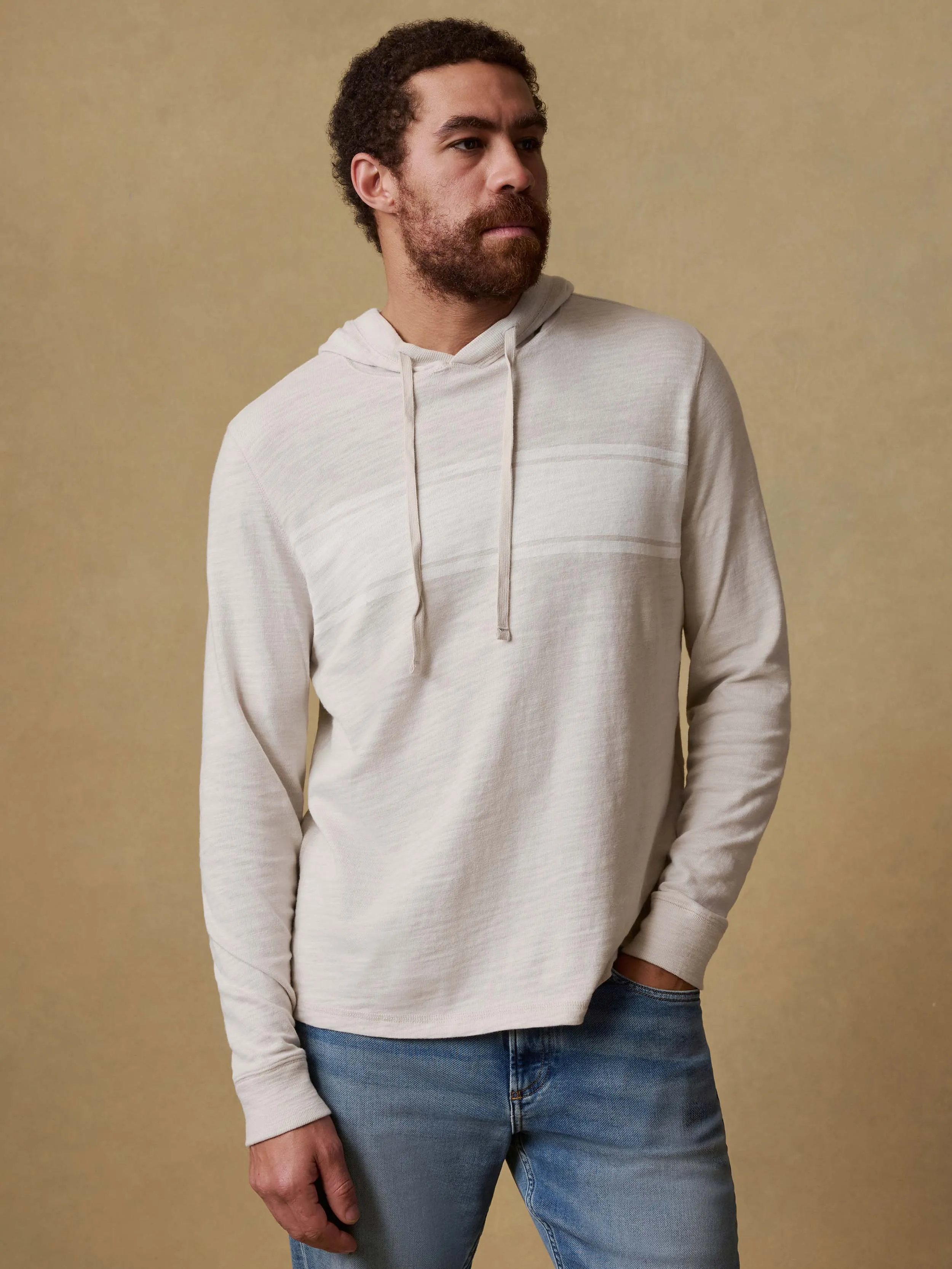 Sunwashed Midweight Organic Hoodie - Ice Grey Surf Stripe sold by Faherty