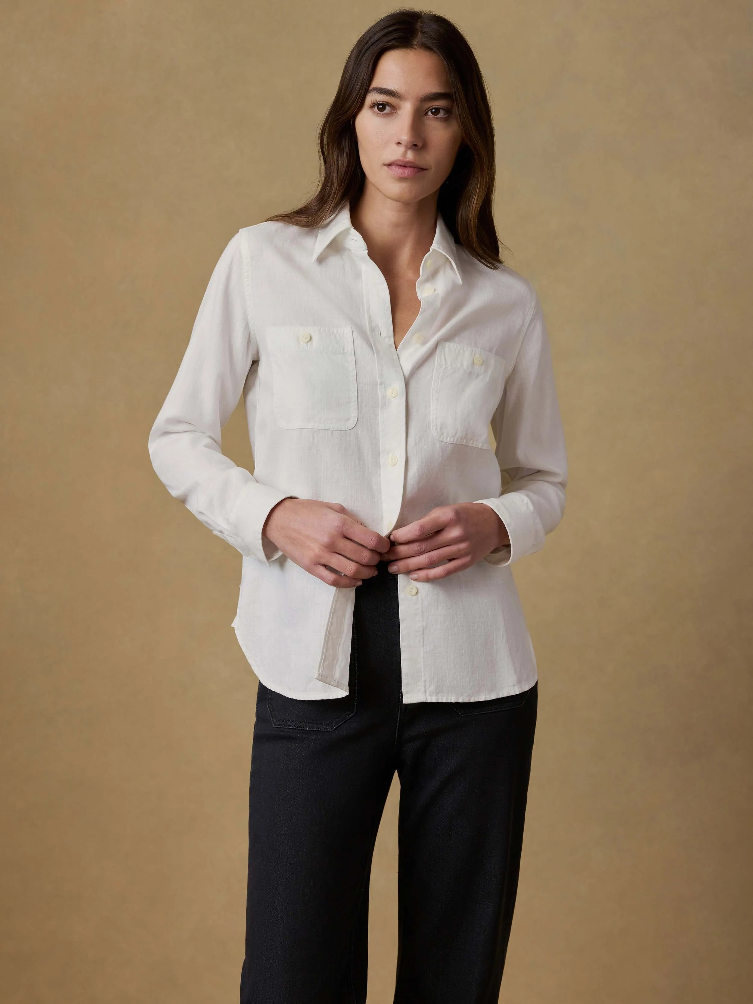 Tried & True Chambray Classic Shirt - White sold by Faherty