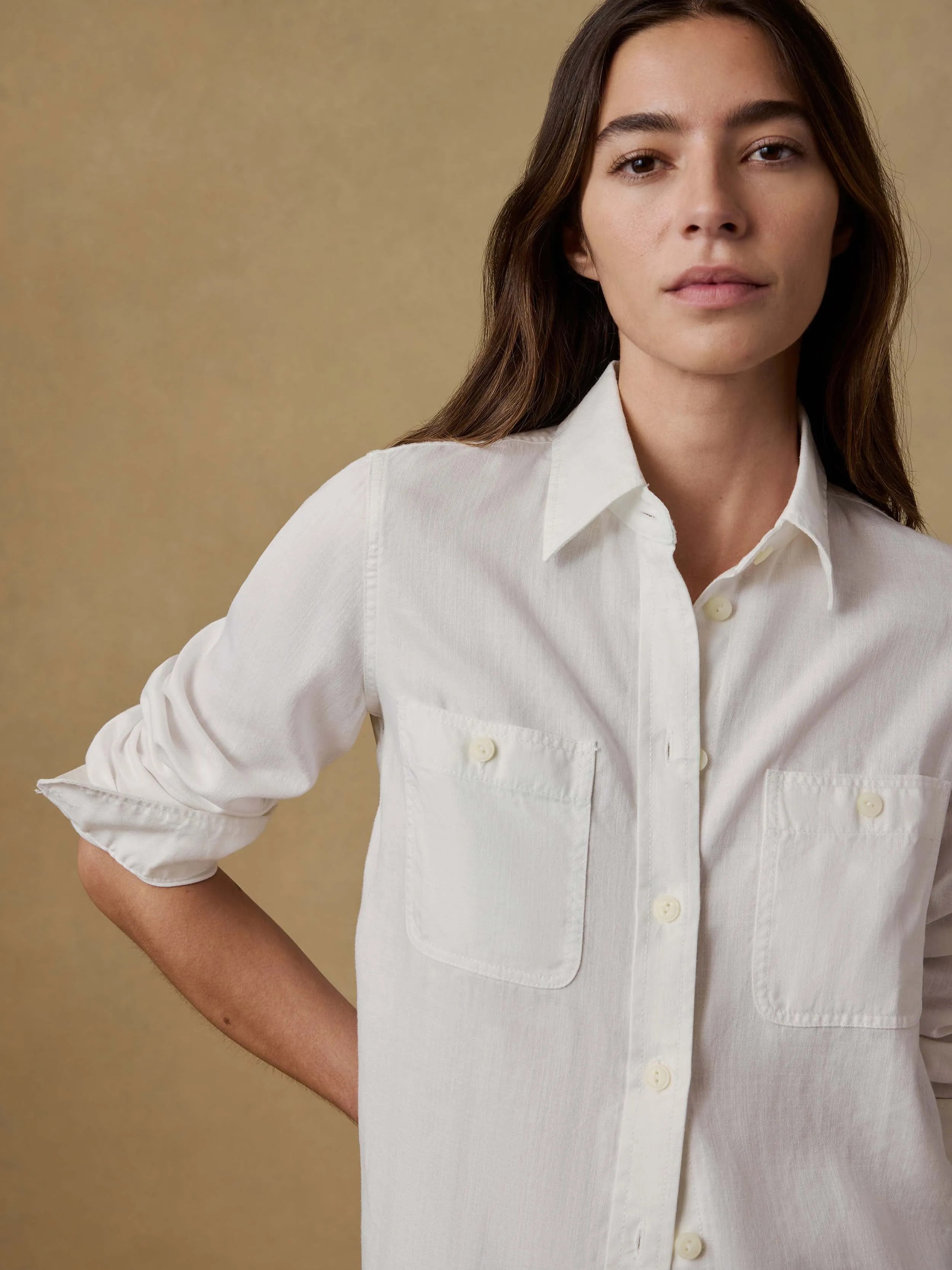 Tried & True Chambray Classic Shirt - White sold by Faherty product image thumbnail 5