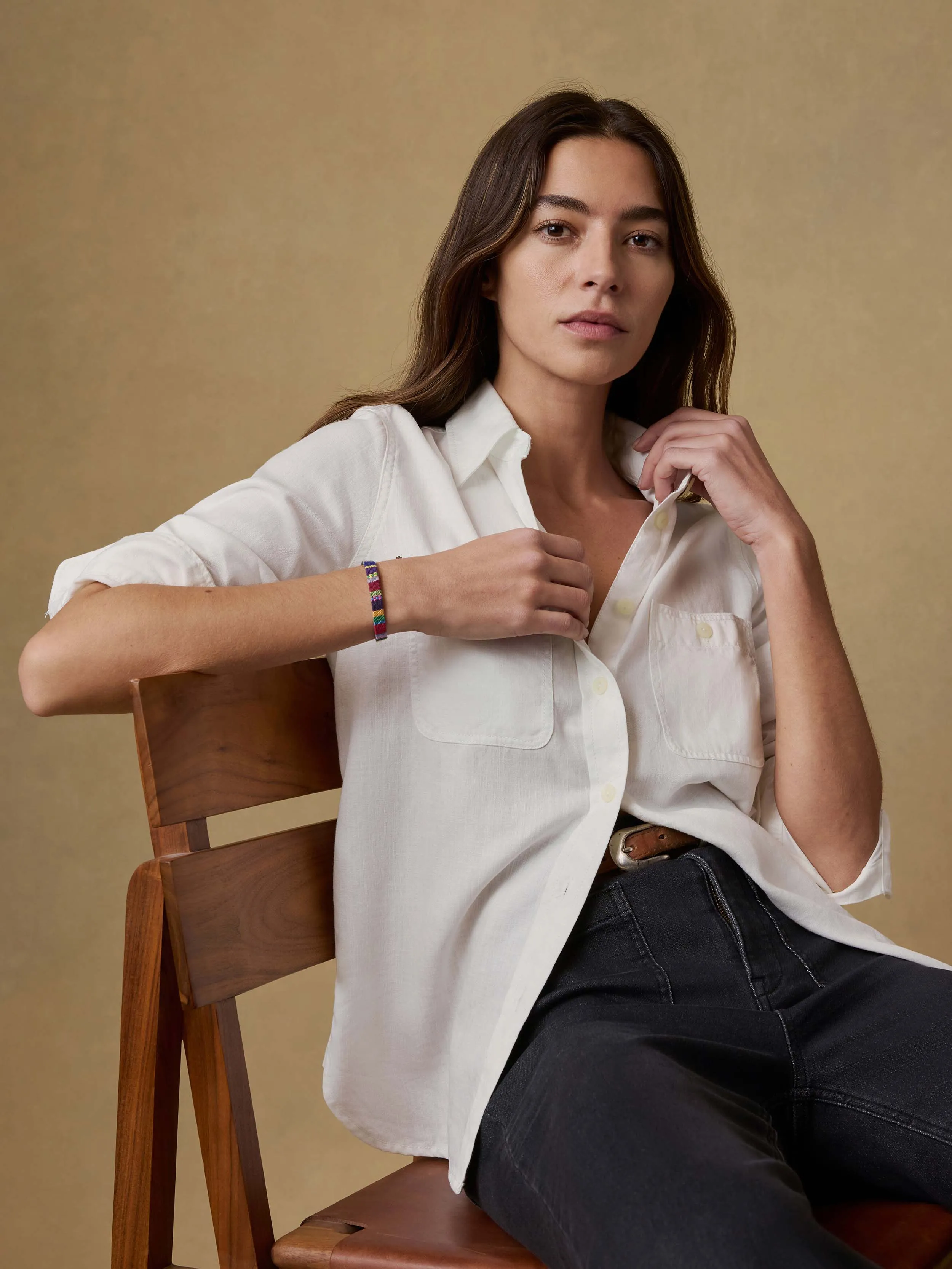 Tried & True Chambray Classic Shirt - White sold by Faherty product image thumbnail 2