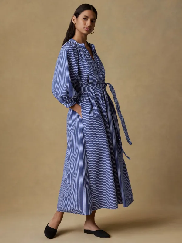 Coastal Poplin Kaia Dress - Endless Coast Stripe sold by Faherty