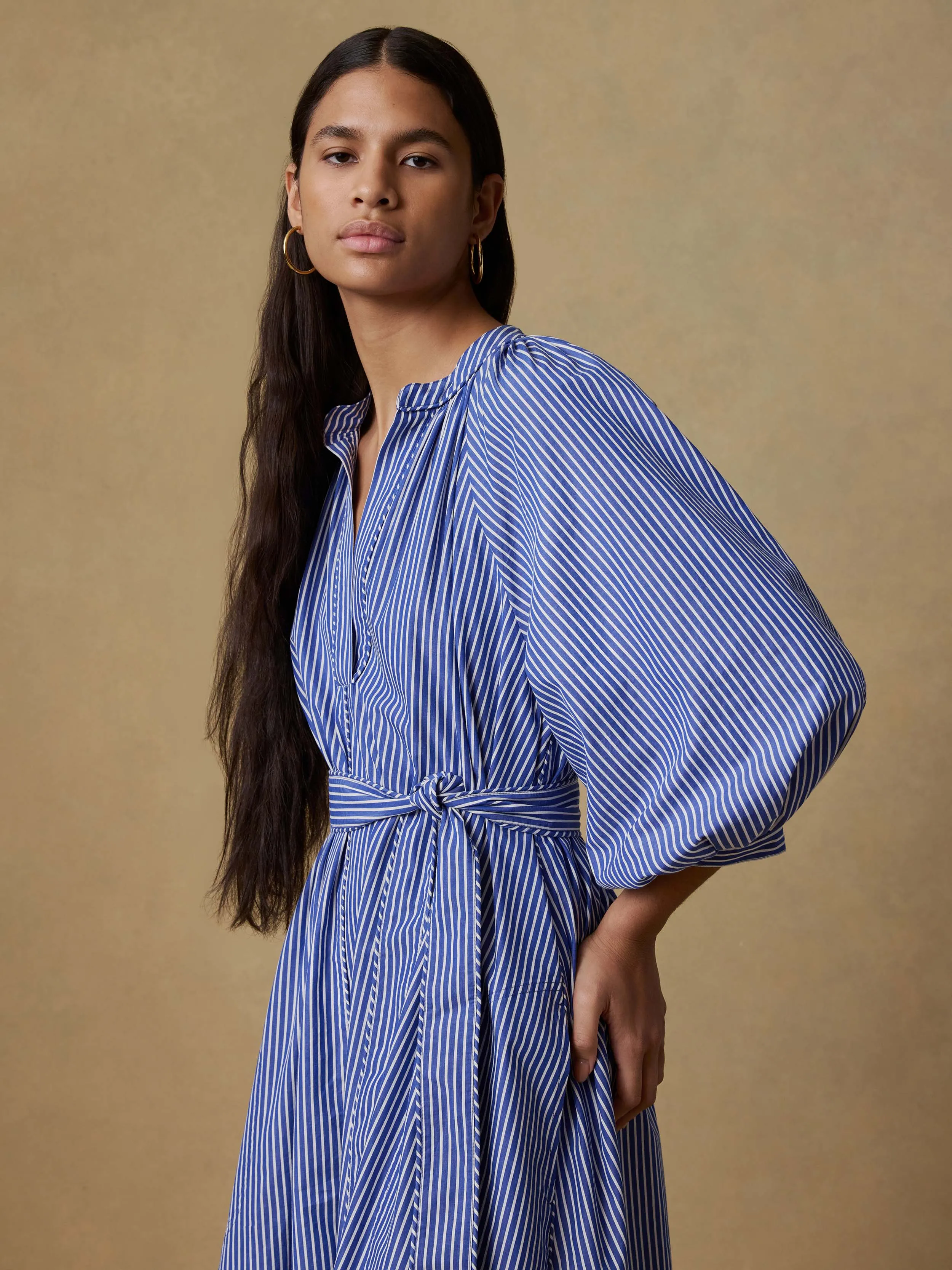 Coastal Poplin Kaia Dress - Endless Coast Stripe sold by Faherty product image thumbnail 5