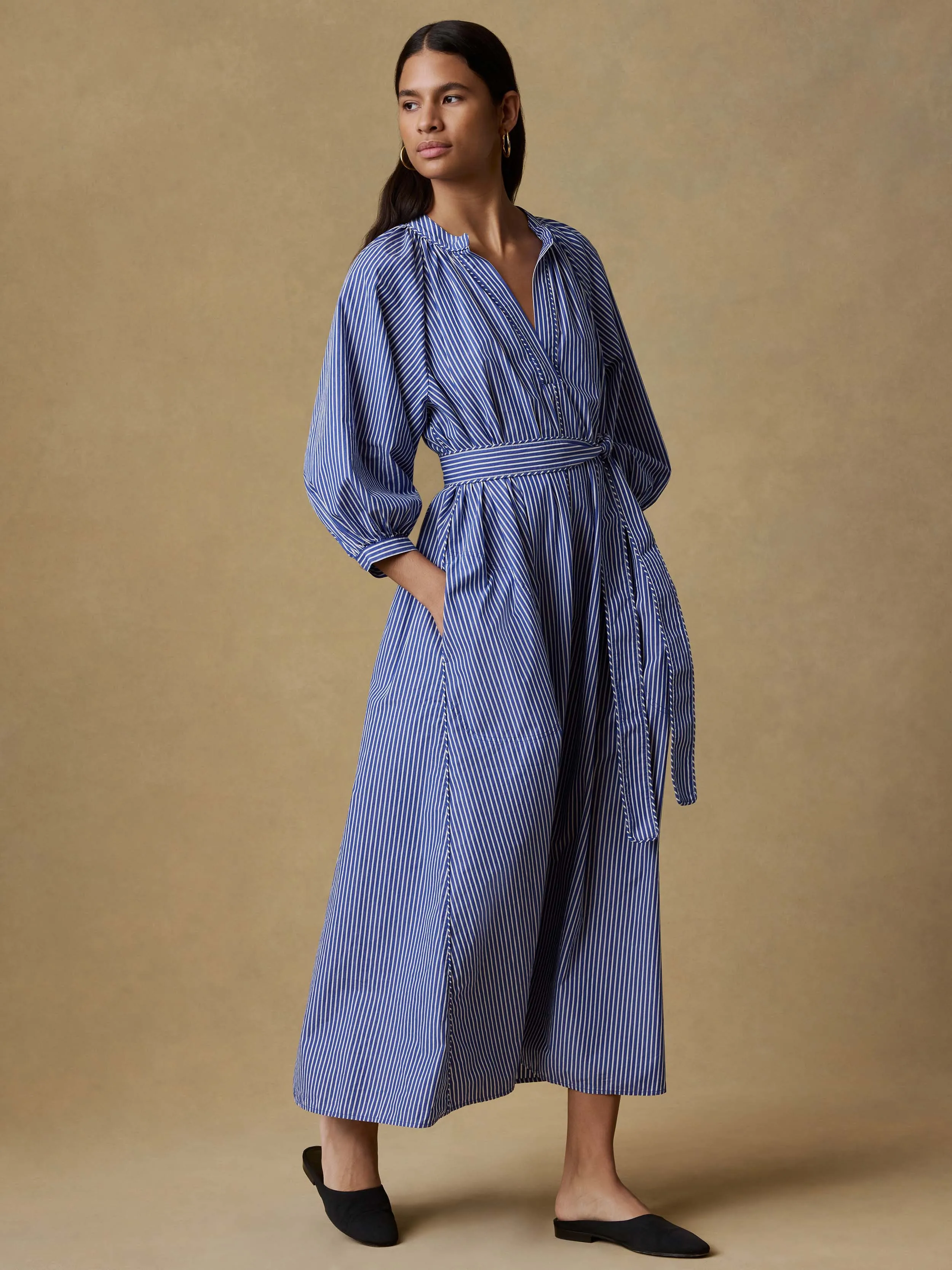 Coastal Poplin Kaia Dress - Endless Coast Stripe sold by Faherty product image thumbnail 3