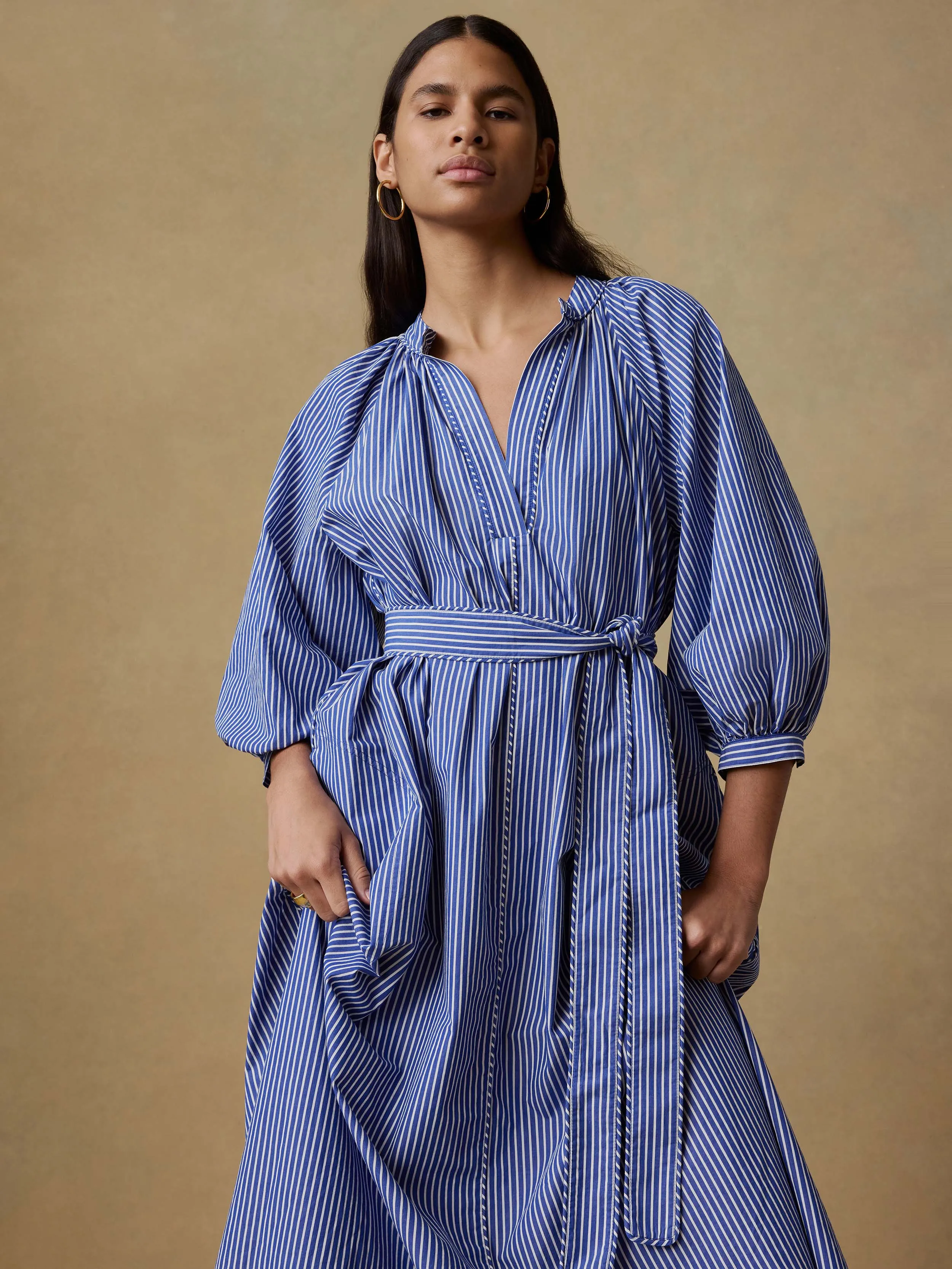 Coastal Poplin Kaia Dress - Endless Coast Stripe sold by Faherty product image thumbnail 2