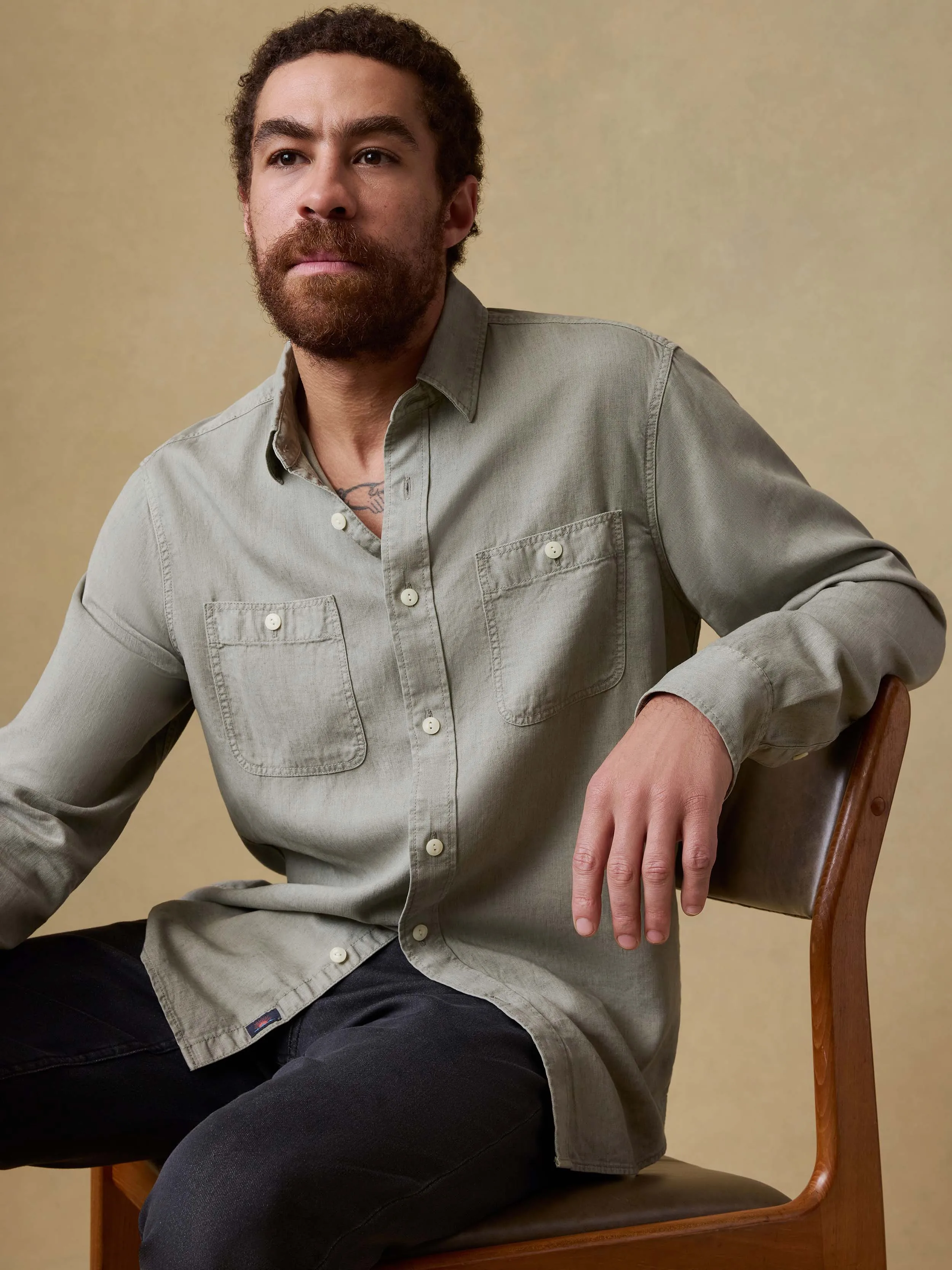 The Tried & True Chambray Workshirt - Coastal Sage sold by Faherty product image thumbnail 2