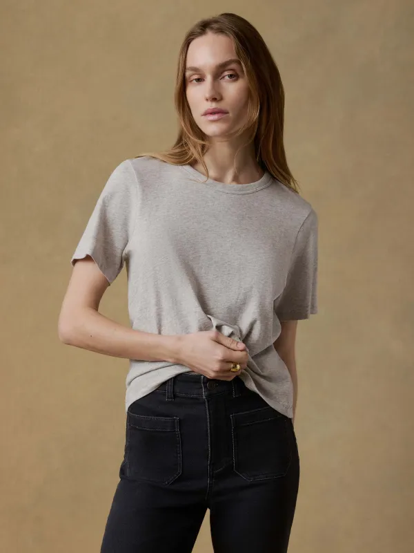 Sunwashed Regenerative Tee - Dune Grey Heather made by Faherty